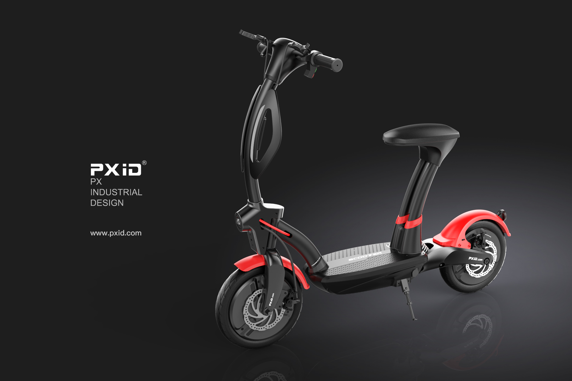 Design of electric scooter，Scooter design，Balance car design，Design of walking tools for the elderly，pxid，Product oriented industrial design，Electric vehicle design，Electric moped design，