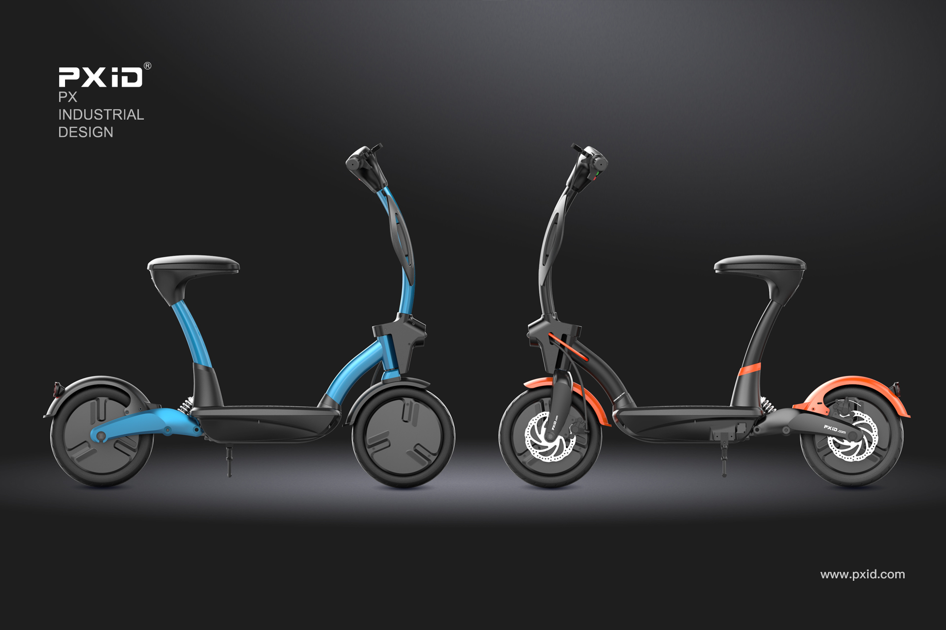 Design of electric scooter，Scooter design，Balance car design，Design of walking tools for the elderly，pxid，Product oriented industrial design，Electric vehicle design，Electric moped design，