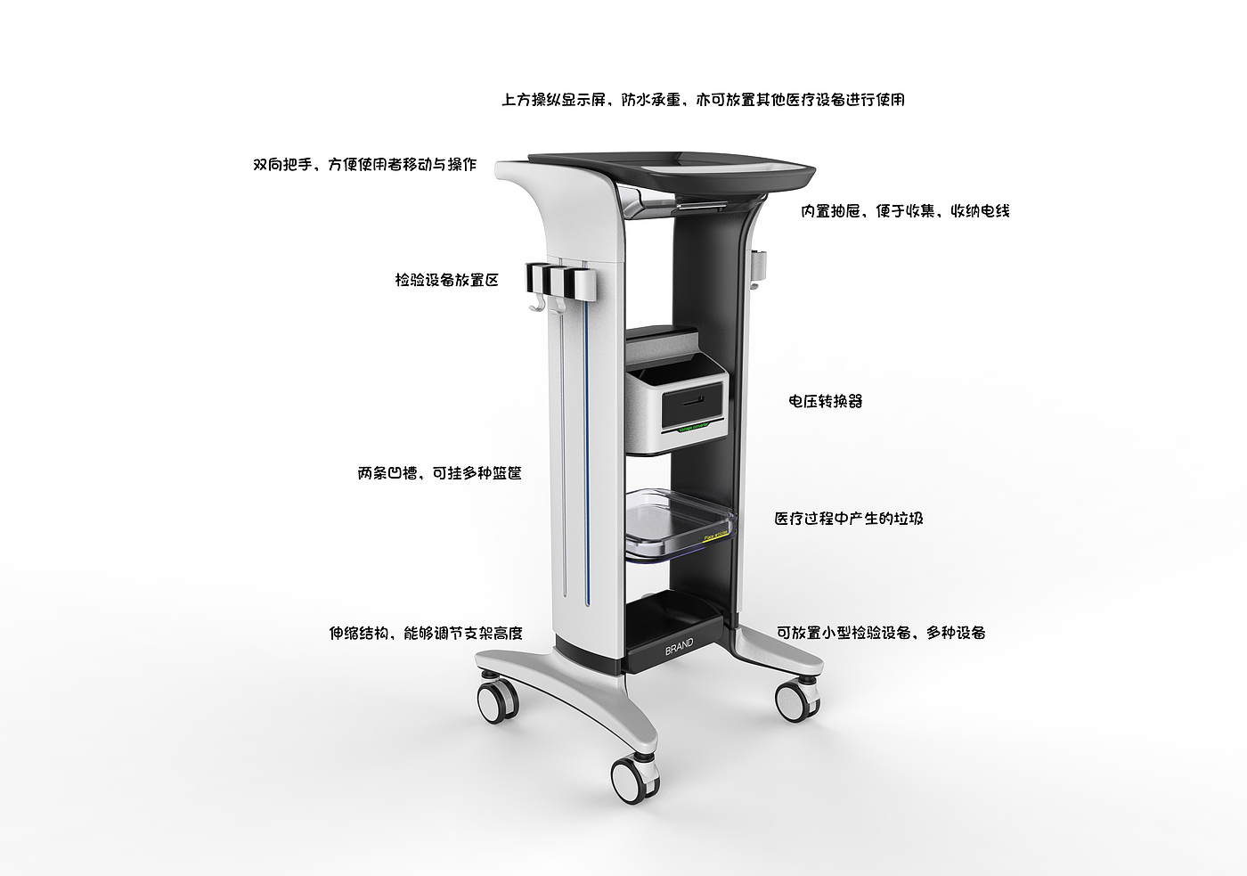 Medical product design，medical apparatus and instruments，Trolley design，