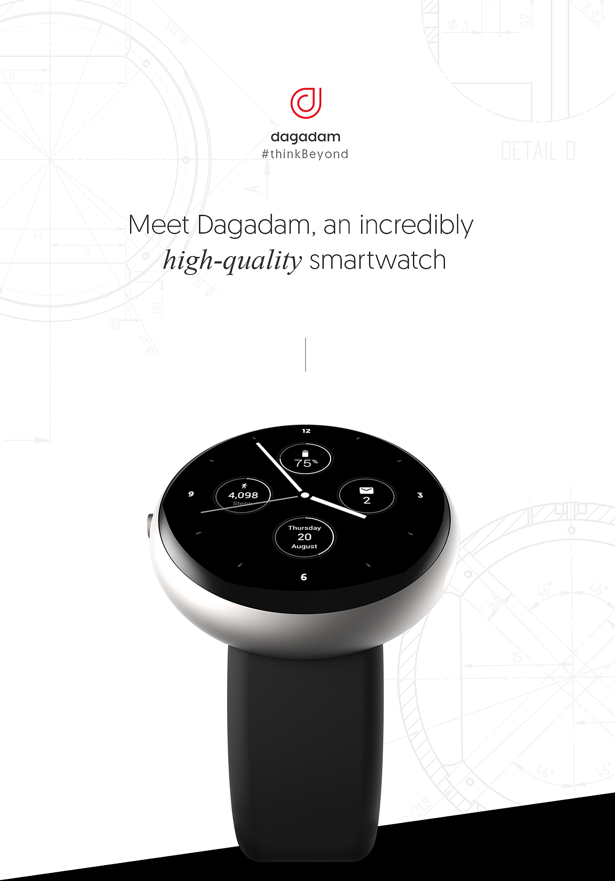 today，Intelligent Watch，Digital，Curved screen design，product design，