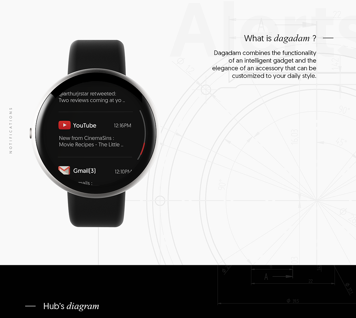 dagadam，智能手表，数码，曲面屏设计，产品设计，
