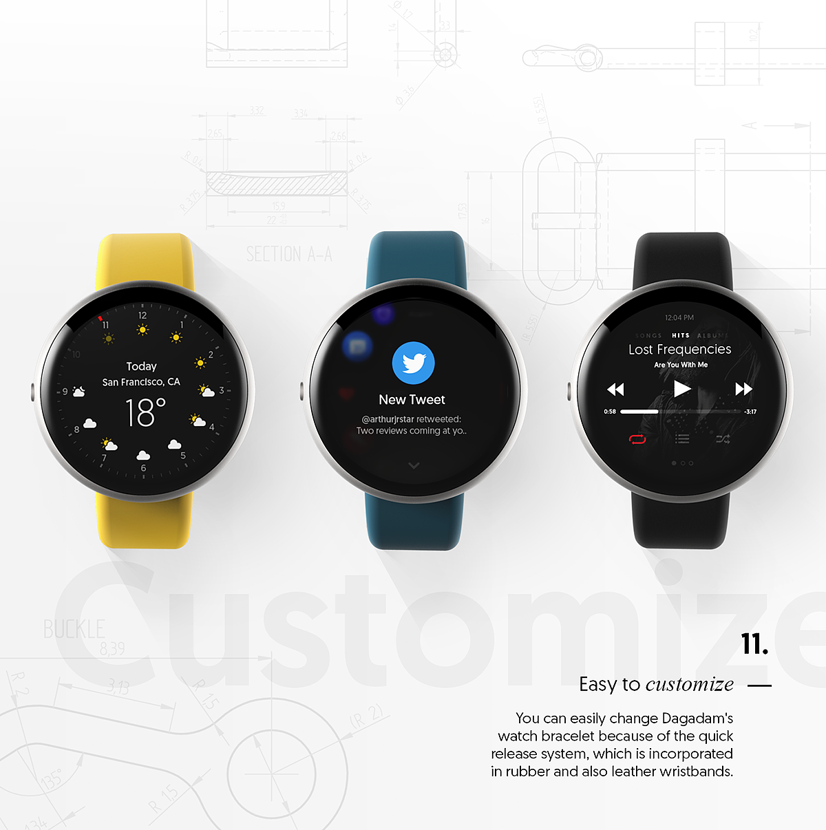 today，Intelligent Watch，Digital，Curved screen design，product design，