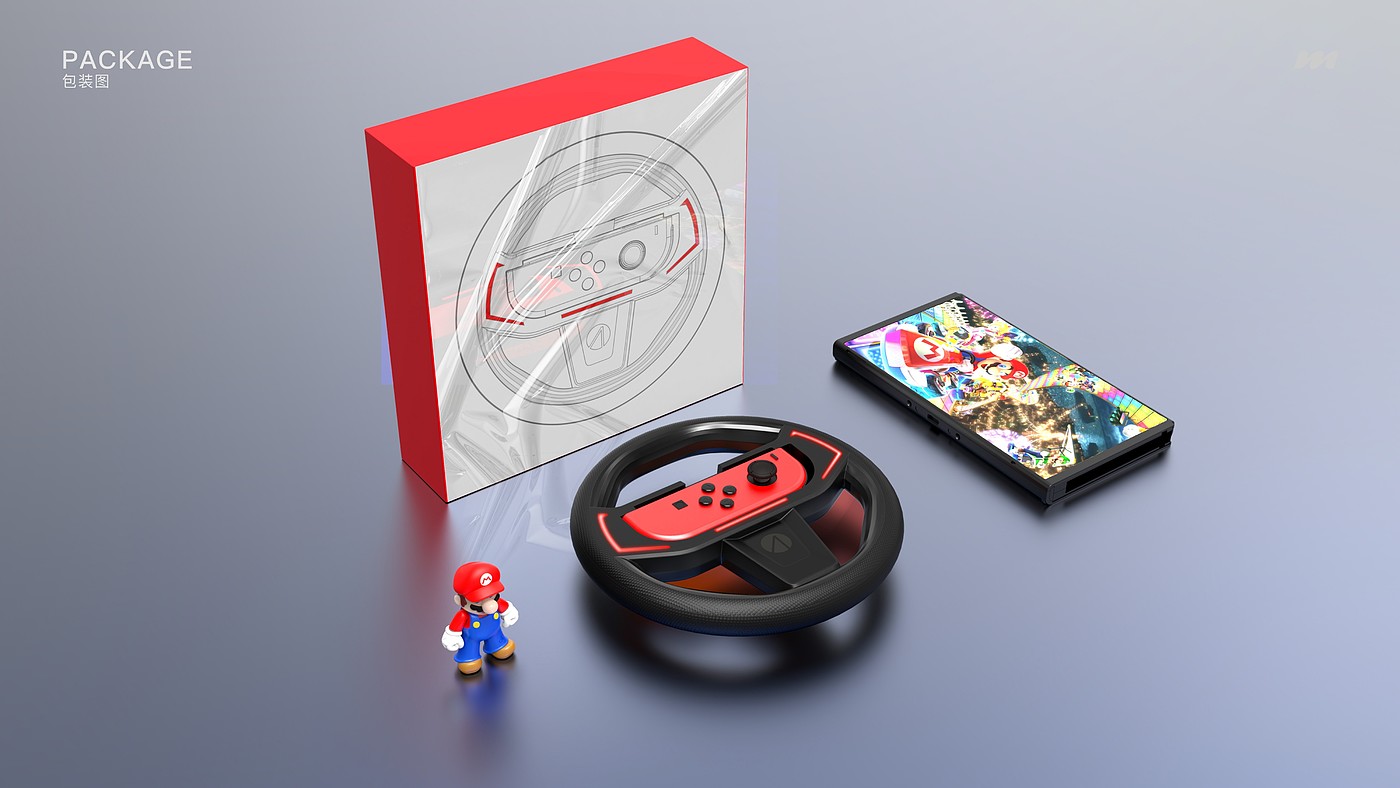 switch，Nintendo Games，Game Accessories Design，Steering wheel rocker，product id design，Modeling and rendering，Racing sports car，Appearance design，