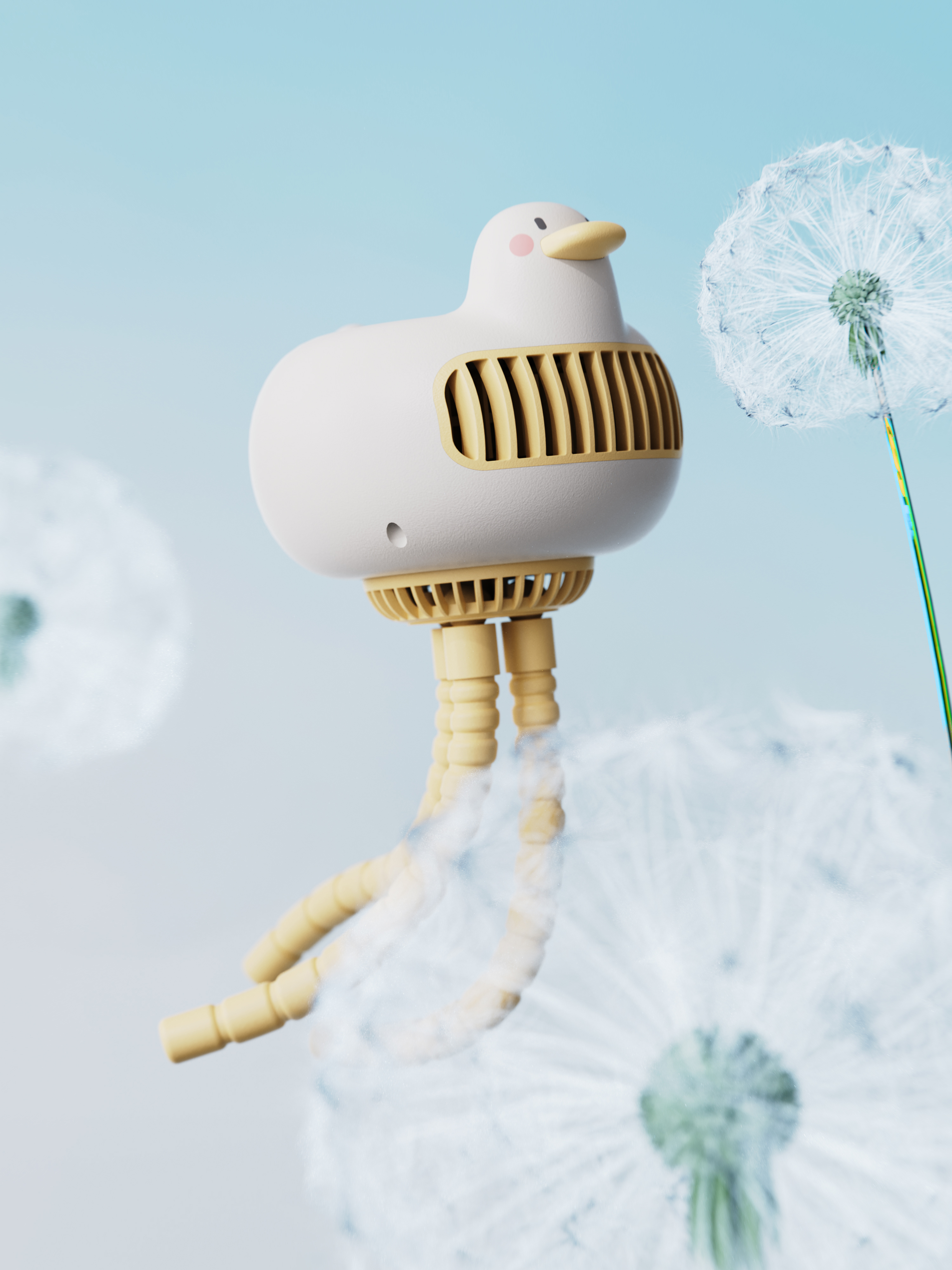 Blow Duck，Cute duck，cool duck，Stroller fan，Small fan，Turbofan，Fan design，Cartoon，