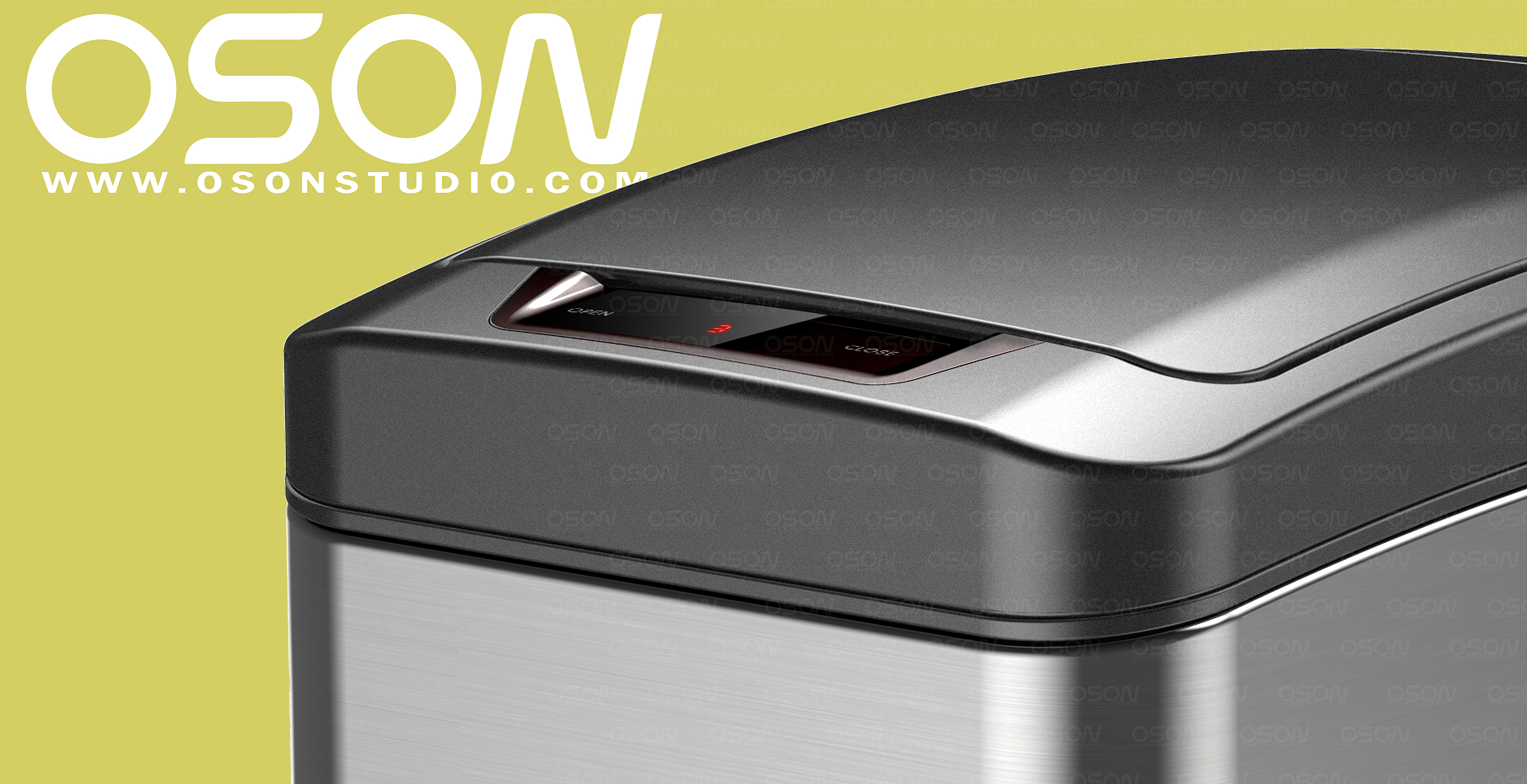 Kitchen trash can，Intelligent trash can，Inductive trash can，Trash can design，Ou Chen design，trash can with lid，Desktop trash can，Automatic induction trash can，