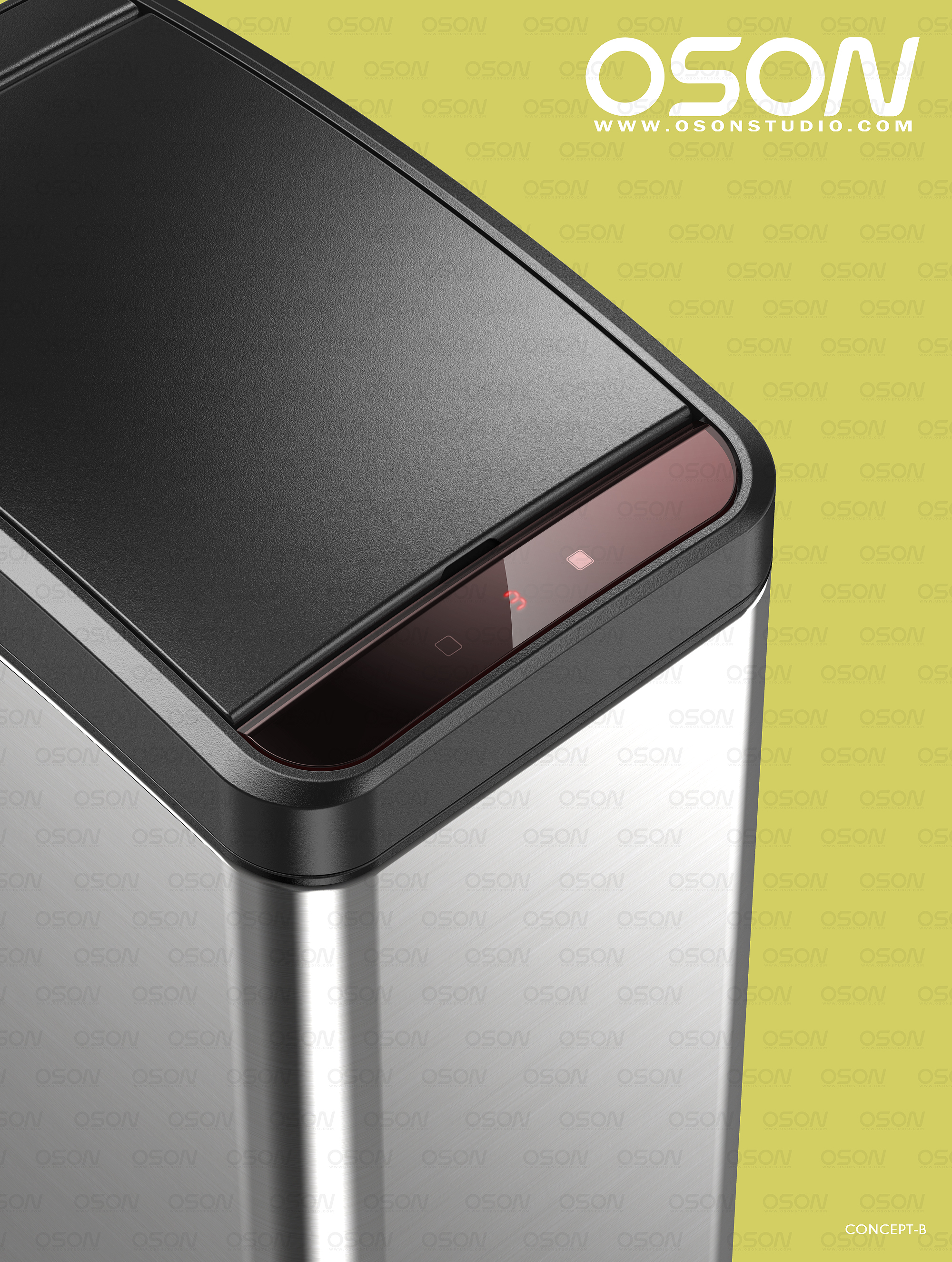 Kitchen trash can，Intelligent trash can，Inductive trash can，Trash can design，Ou Chen design，trash can with lid，Desktop trash can，Automatic induction trash can，