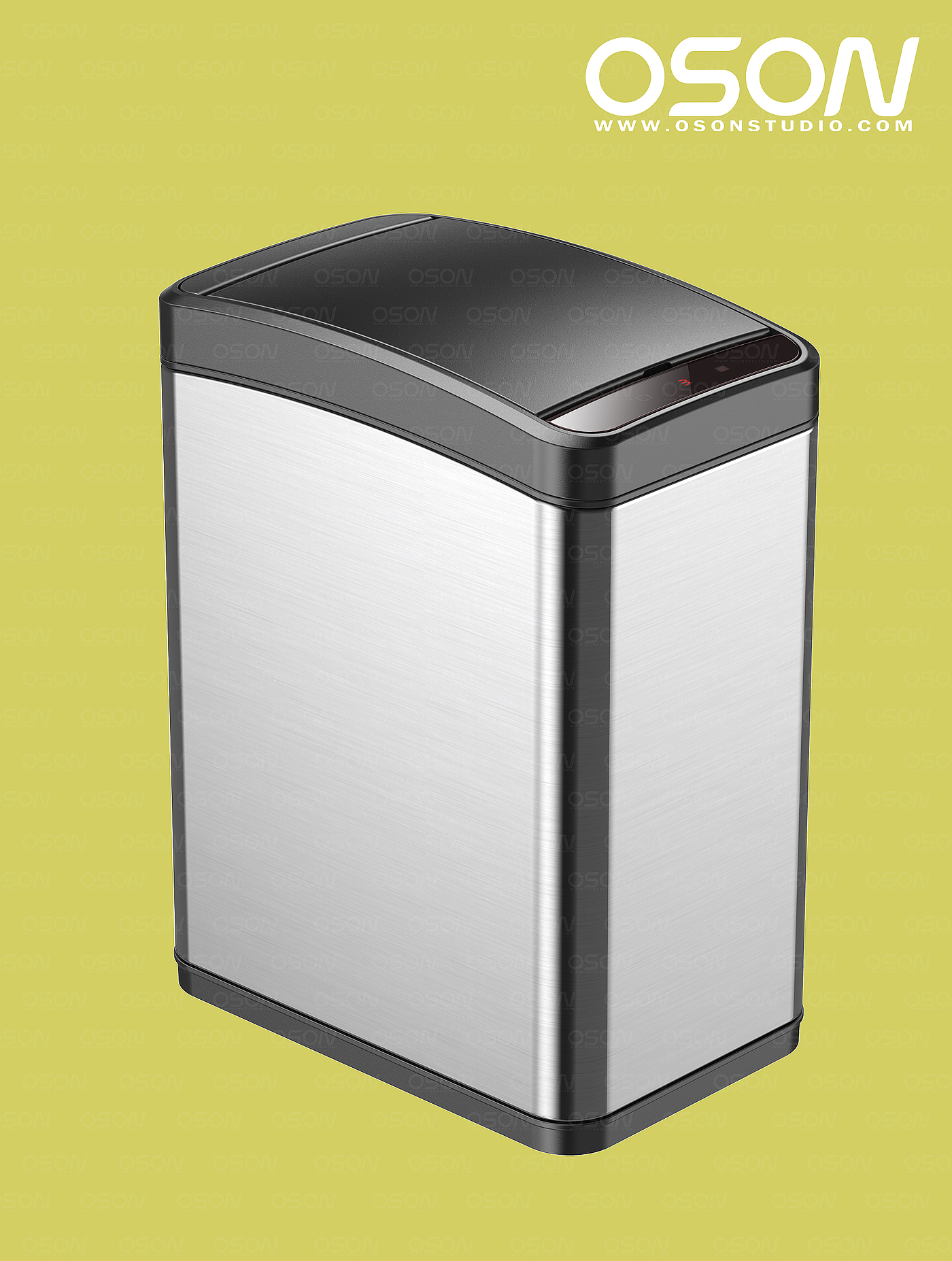 Kitchen trash can，Intelligent trash can，Inductive trash can，Trash can design，Ou Chen design，trash can with lid，Desktop trash can，Automatic induction trash can，