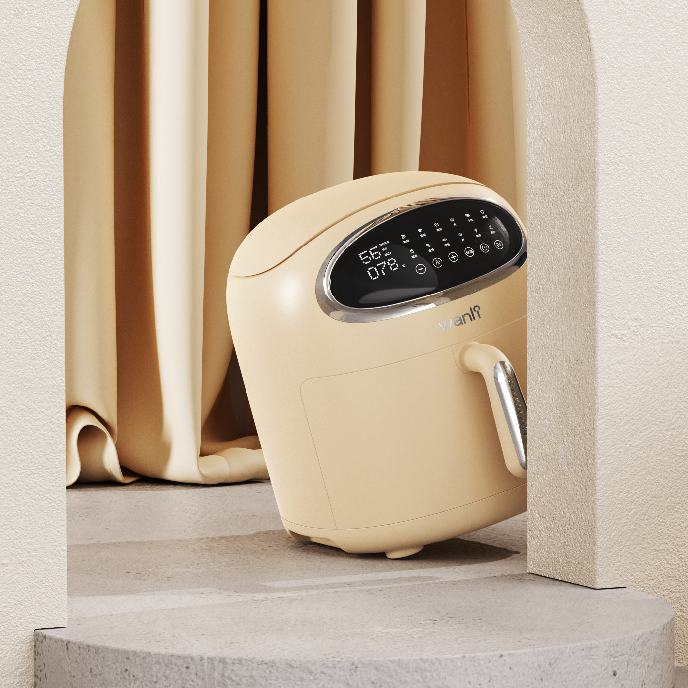 Original design，industrial design，Household appliances，Air fryer，Retro，Mellow，lovely，