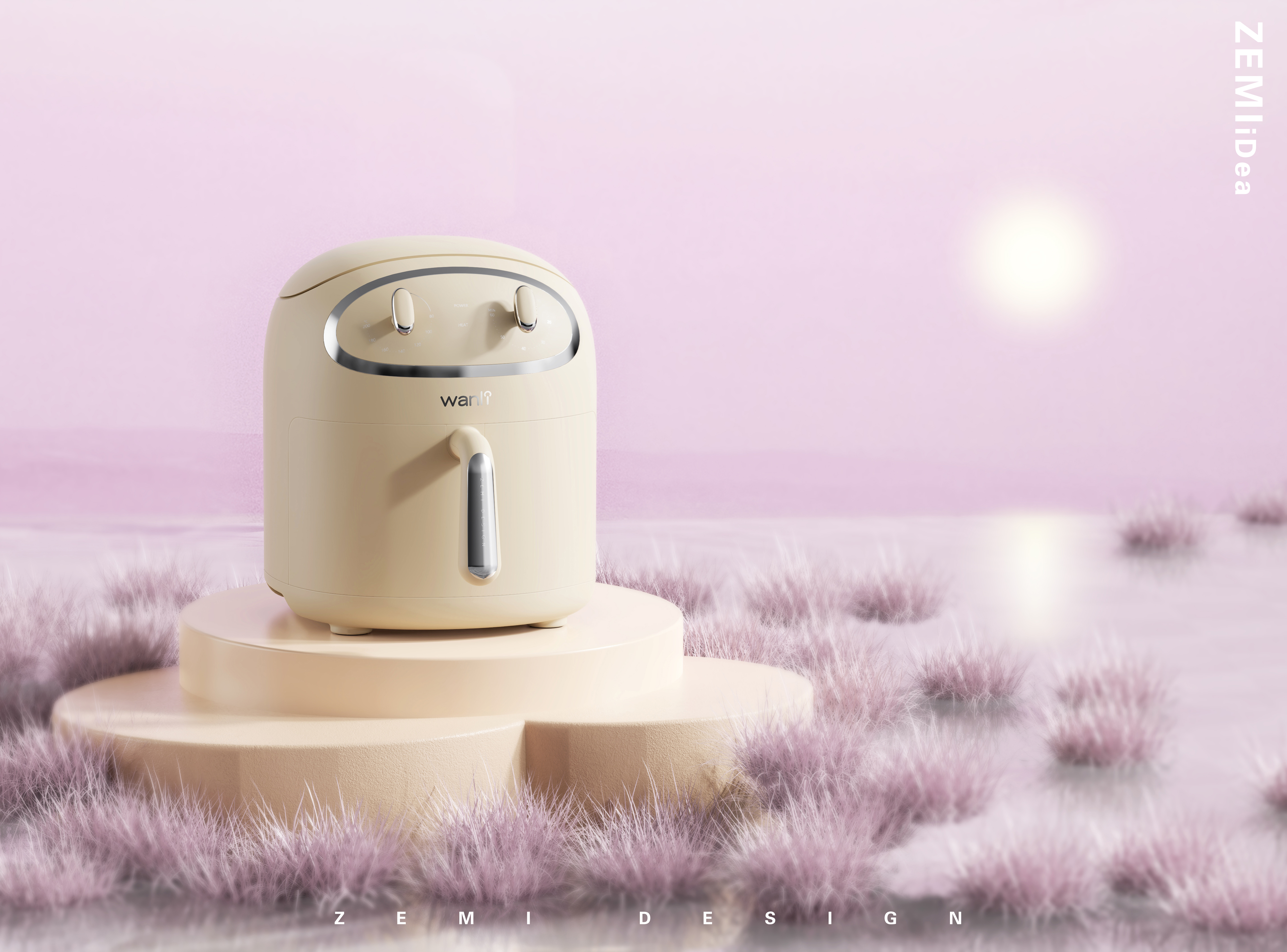 Original design，industrial design，Household appliances，Air fryer，Retro，Mellow，lovely，