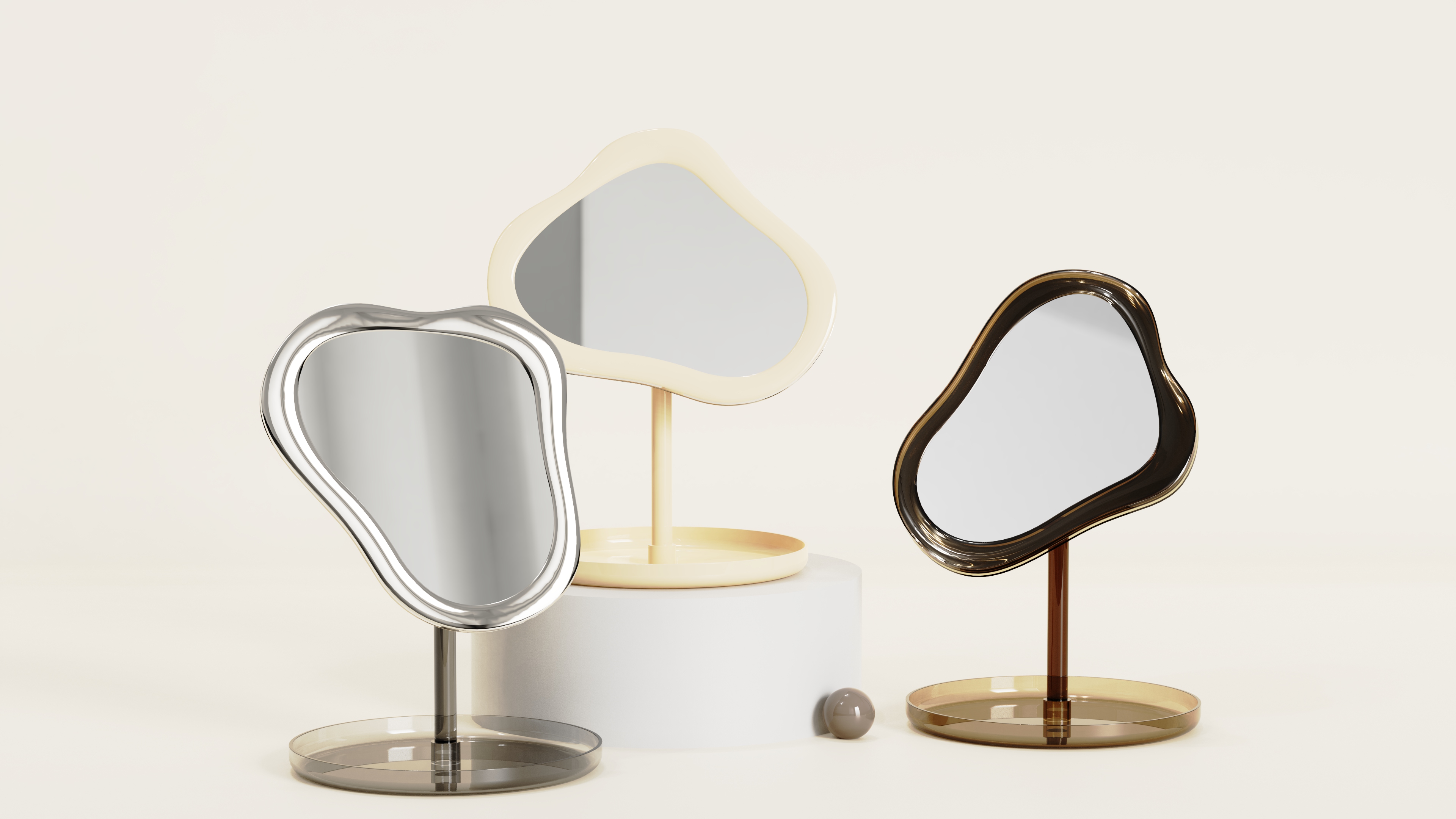 Simplicity，Cosmetic mirror，mirror，Home Furnishing，cream，Light luxury，