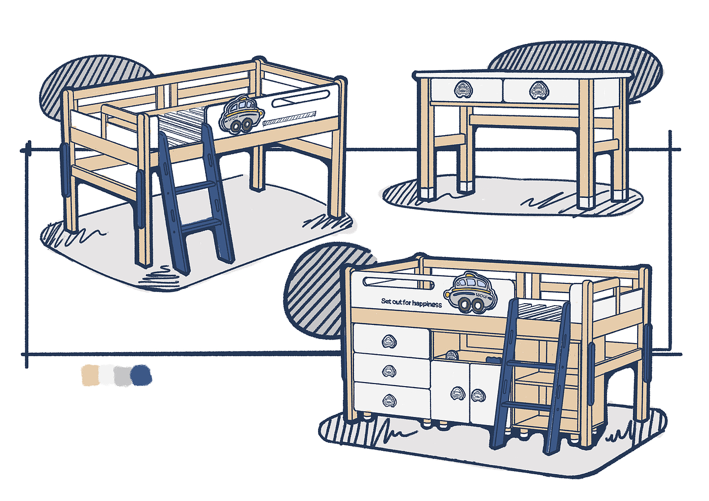 Children's furniture，Hand drawn sketch of product，furniture design ，Children's creativity，Furniture Sketch，Home furniture，