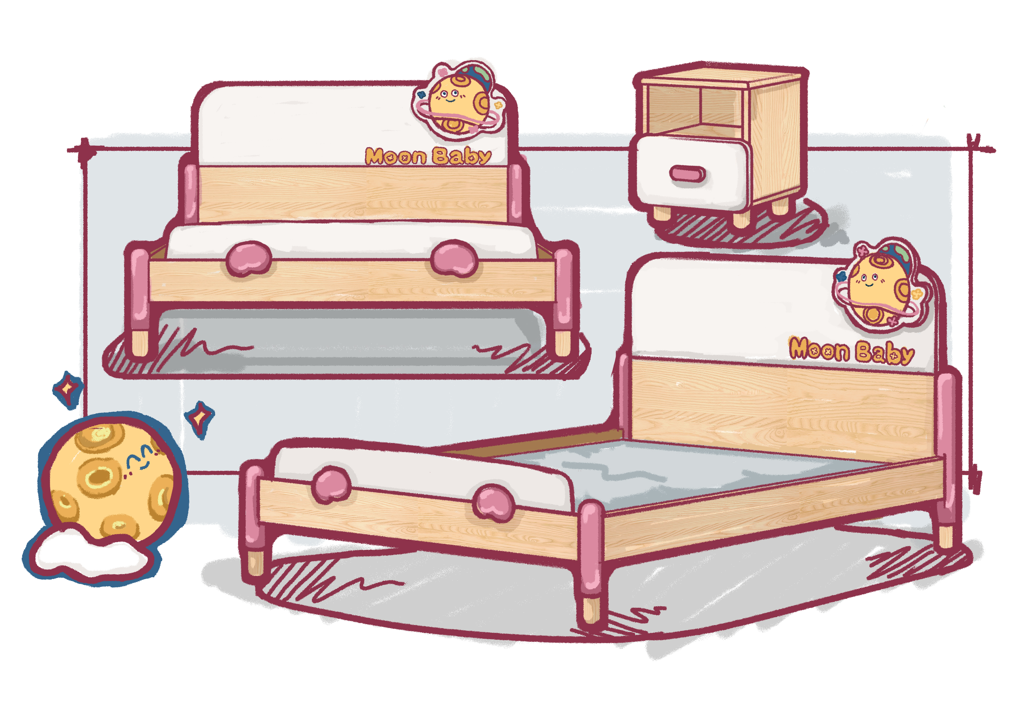 Children's furniture，Hand drawn sketch of product，furniture design ，Children's creativity，Furniture Sketch，Home furniture，