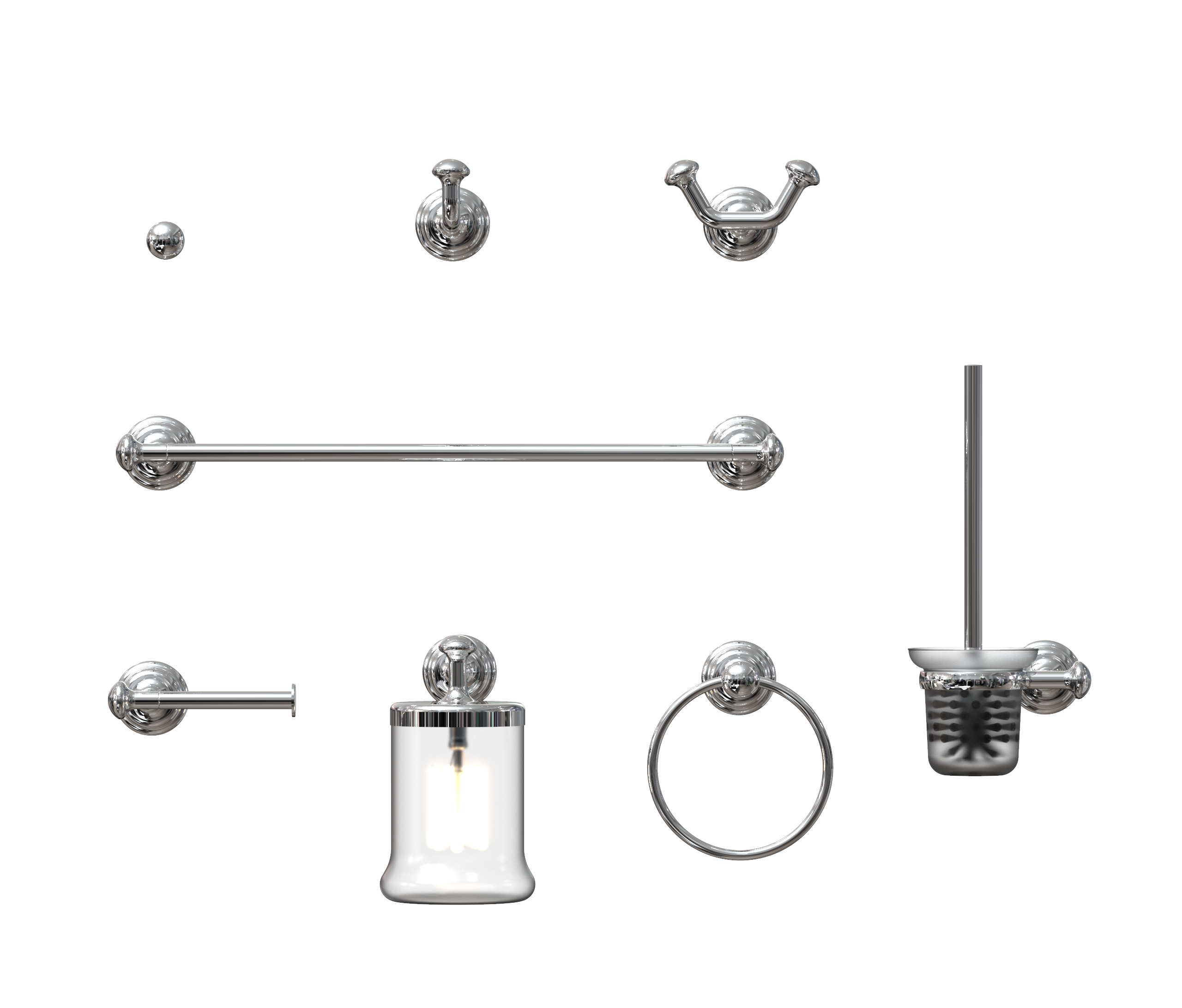 Towel bar, single hook, tissue holder etc，