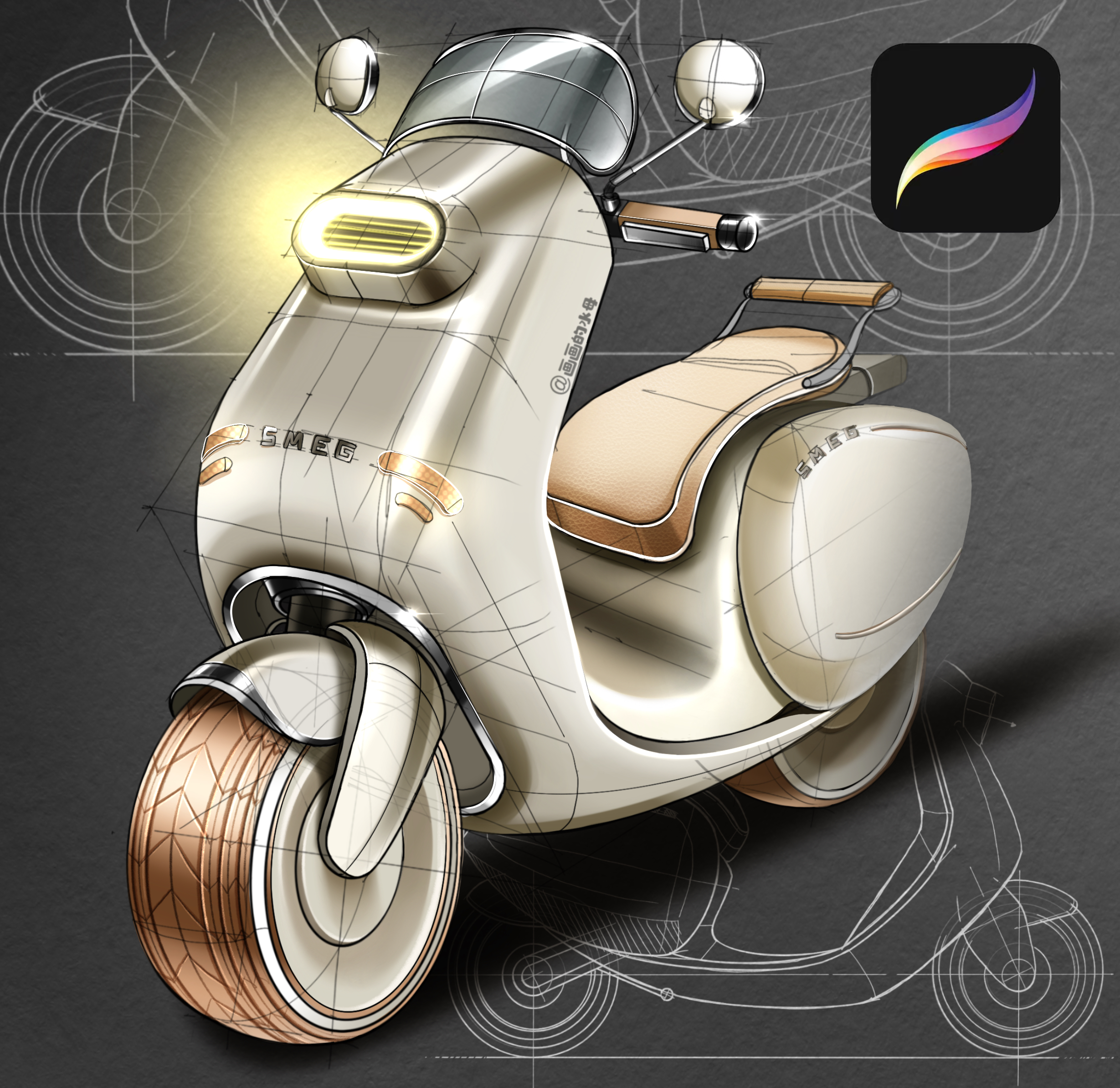 procreate painting，Hand drawn product design，Product renderings，iPad painting，