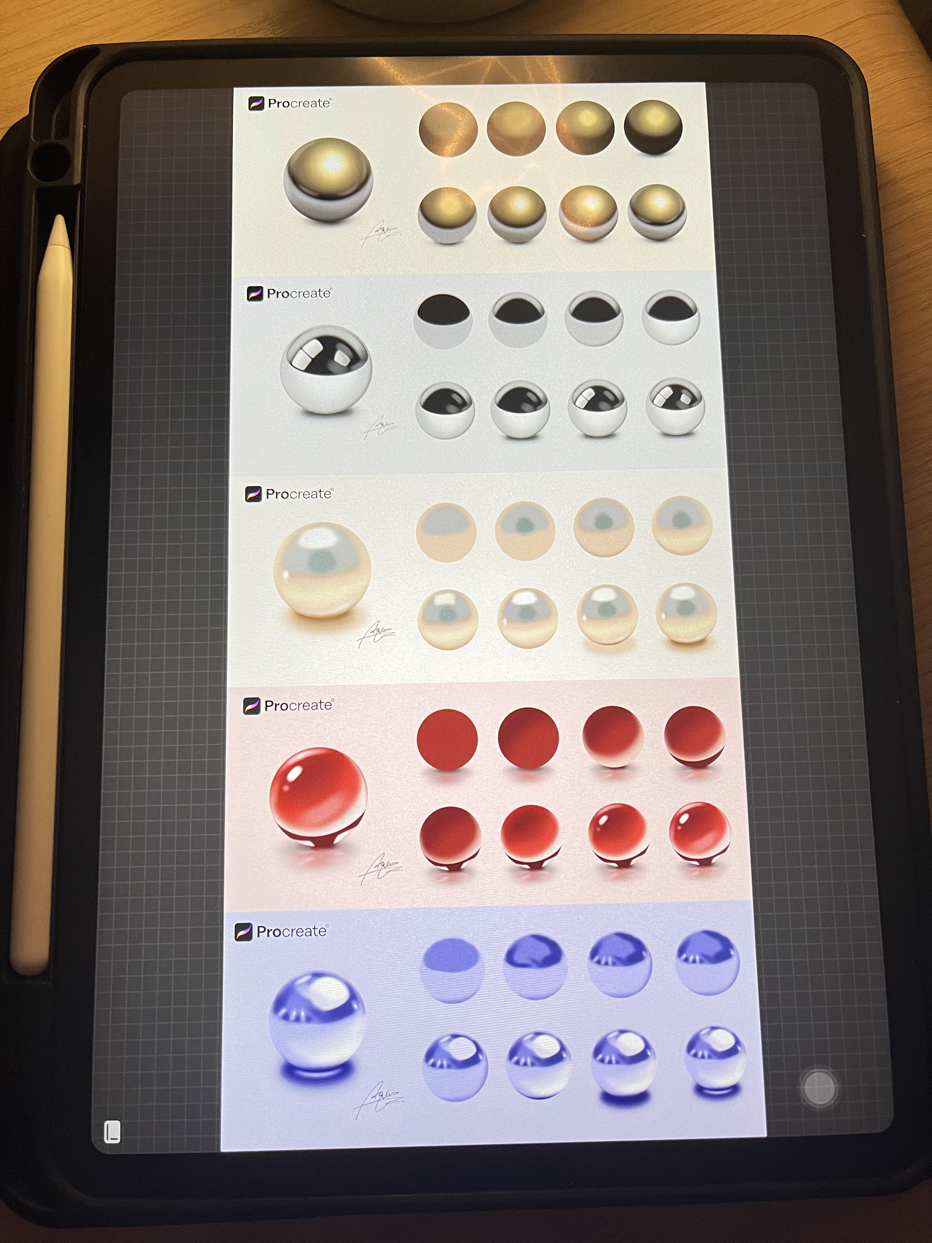 Procreate，industrial design，Product board drawing，Material ball，