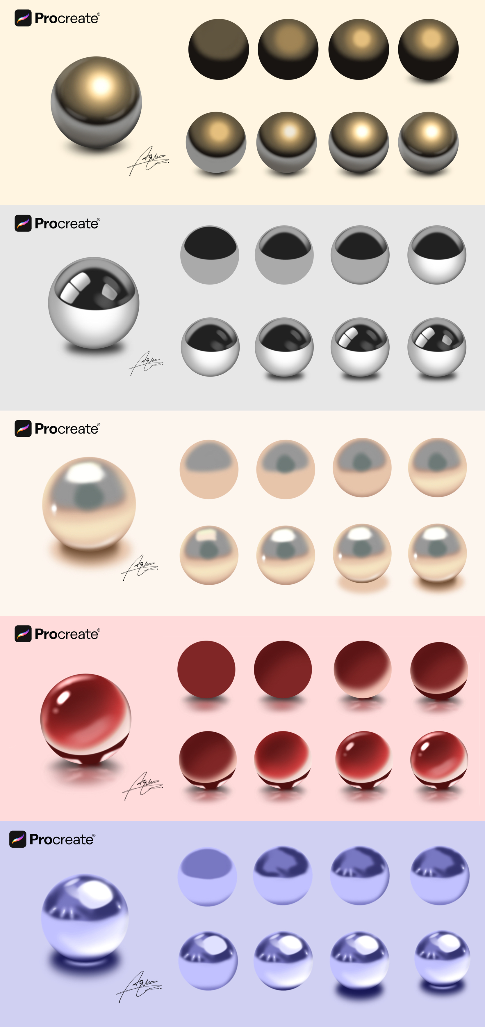 Procreate，industrial design，Product board drawing，Material ball，