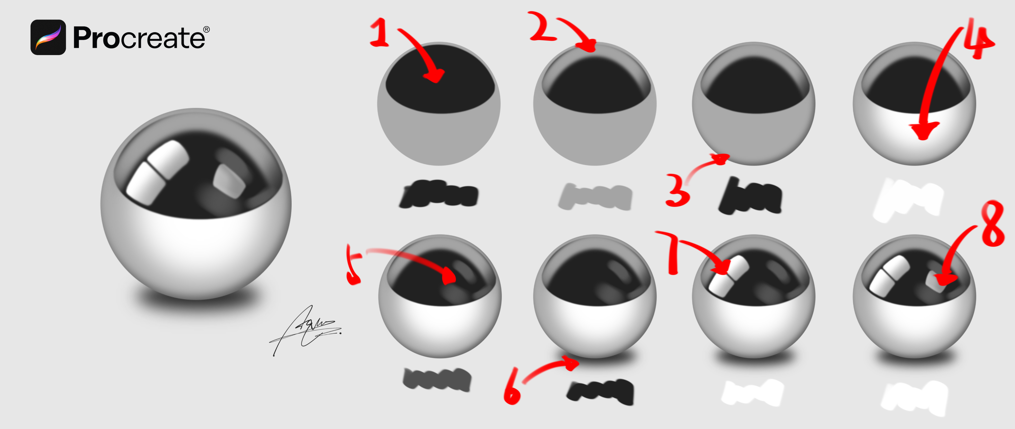 Procreate，industrial design，Product board drawing，Material ball，