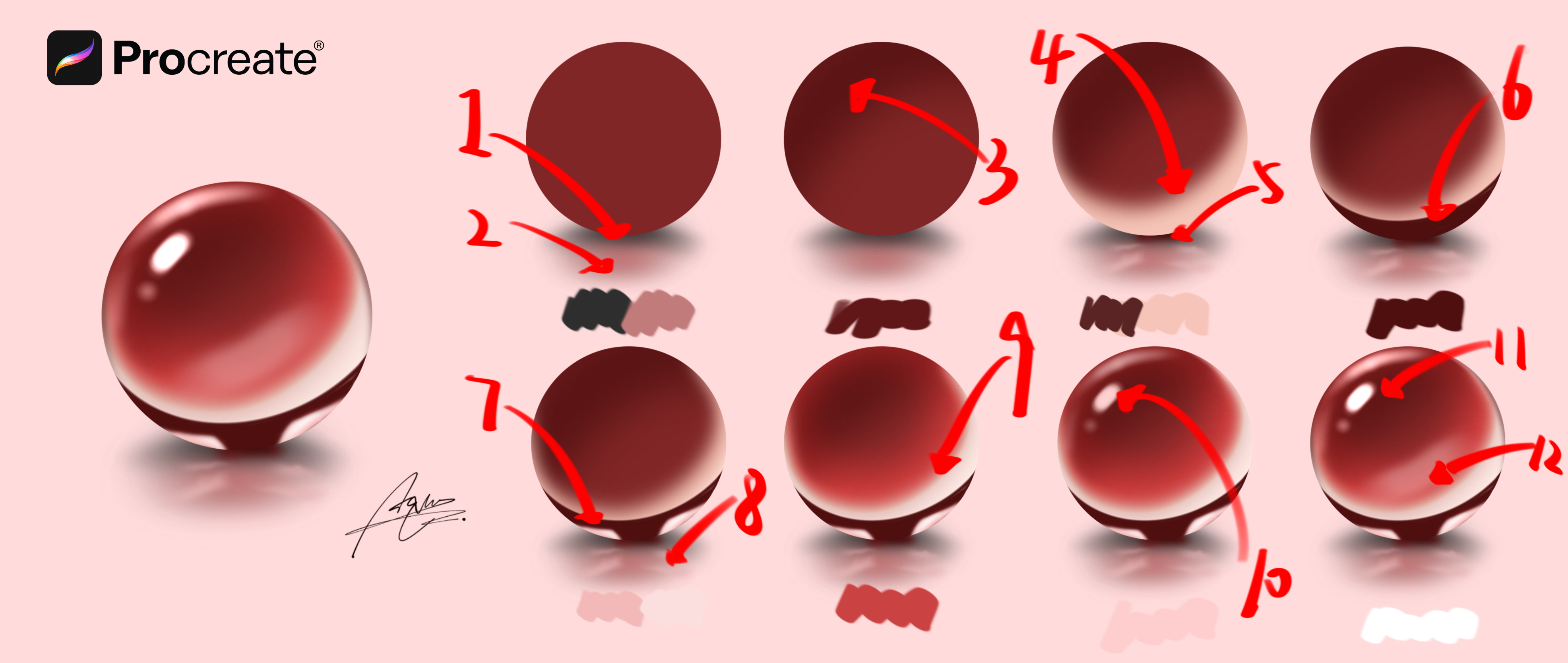 Procreate，industrial design，Product board drawing，Material ball，