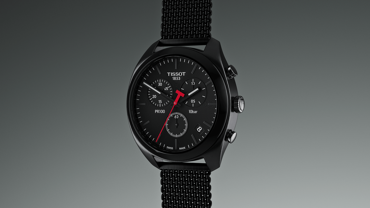 Julio Redondo，Tissot PR 100 Chronograph，Cinema 4D R23，product design，