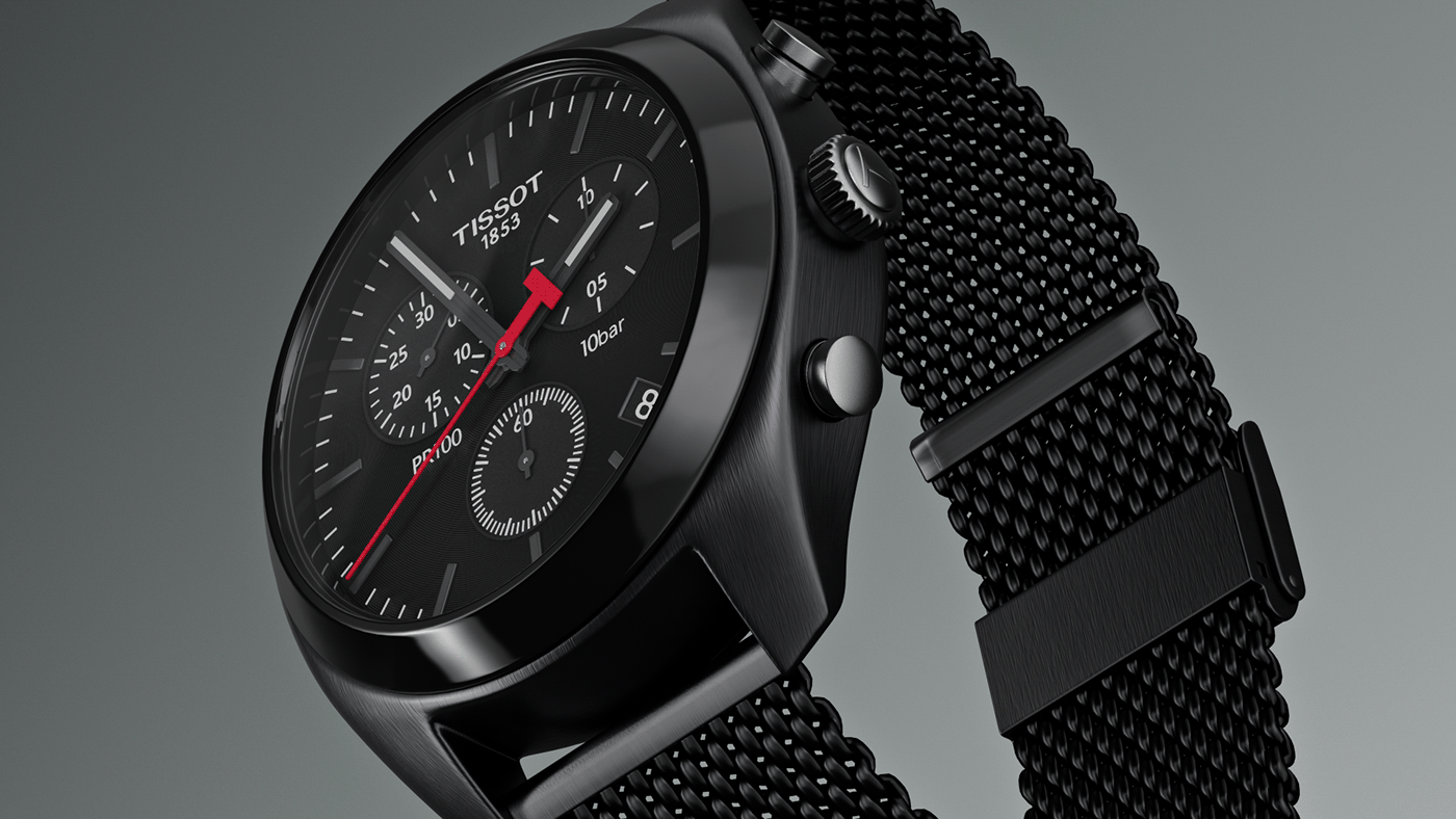 Julio Redondo，Tissot PR 100 Chronograph，Cinema 4D R23，product design，