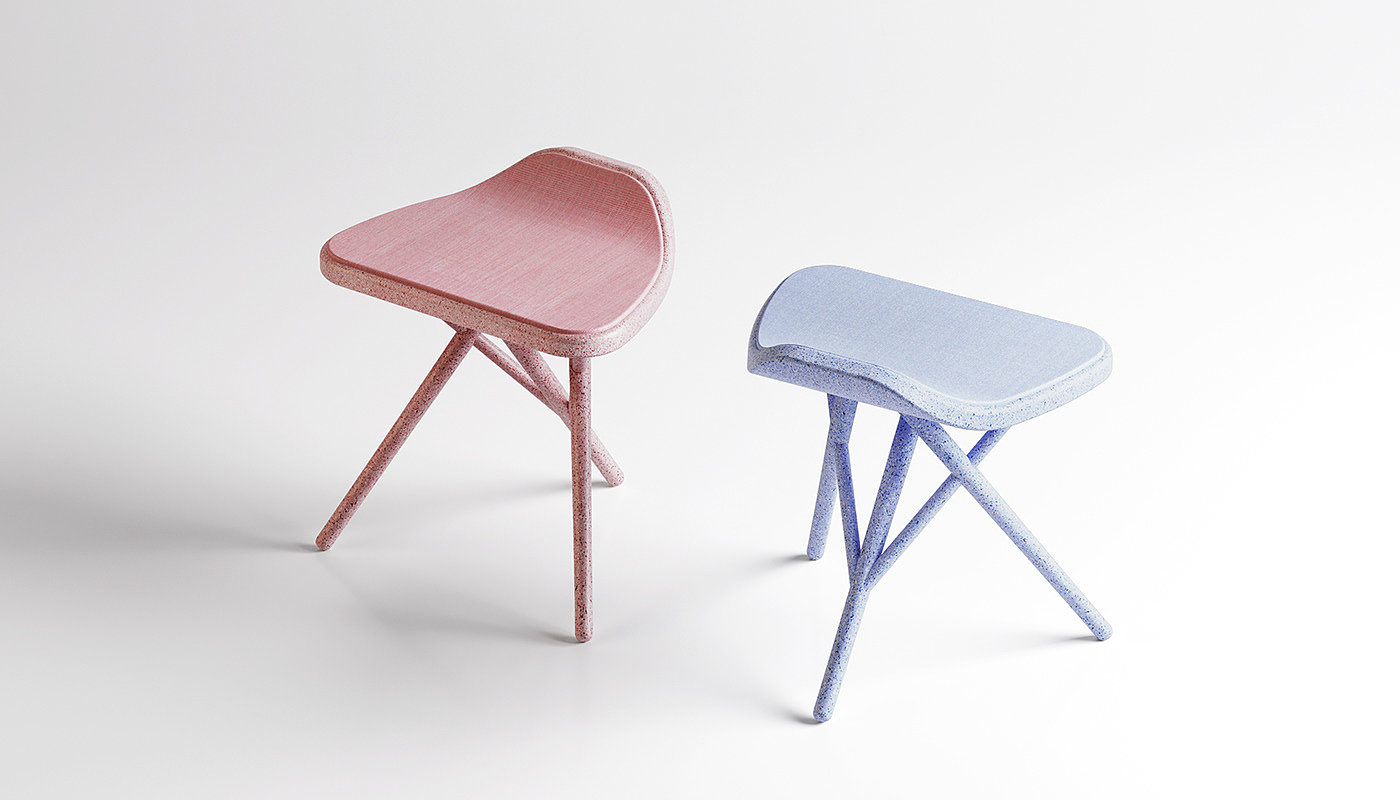 Ecola stool，Ecological stool，Polina Lvova，Environmental protection design，Simple design，Sustainable design，furniture design ，
