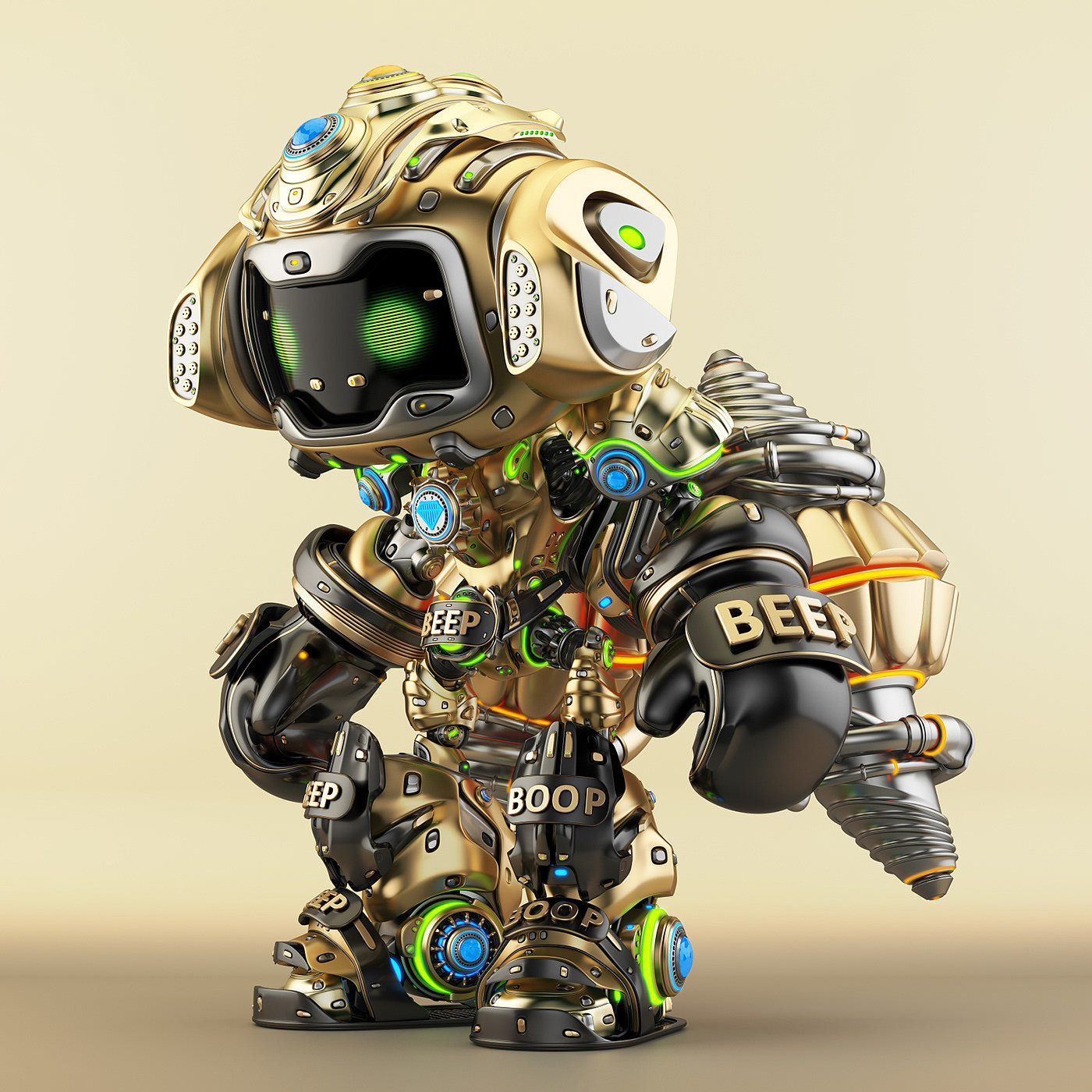 BOXER，Character design，robot，graphic design ，