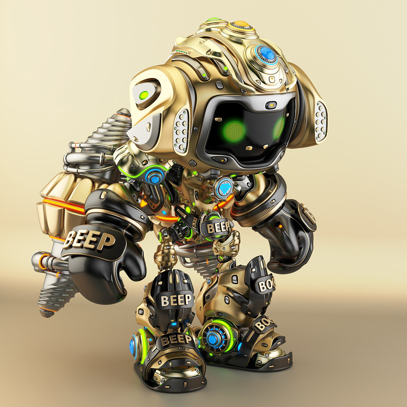 BOXER，Character design，robot，graphic design ，