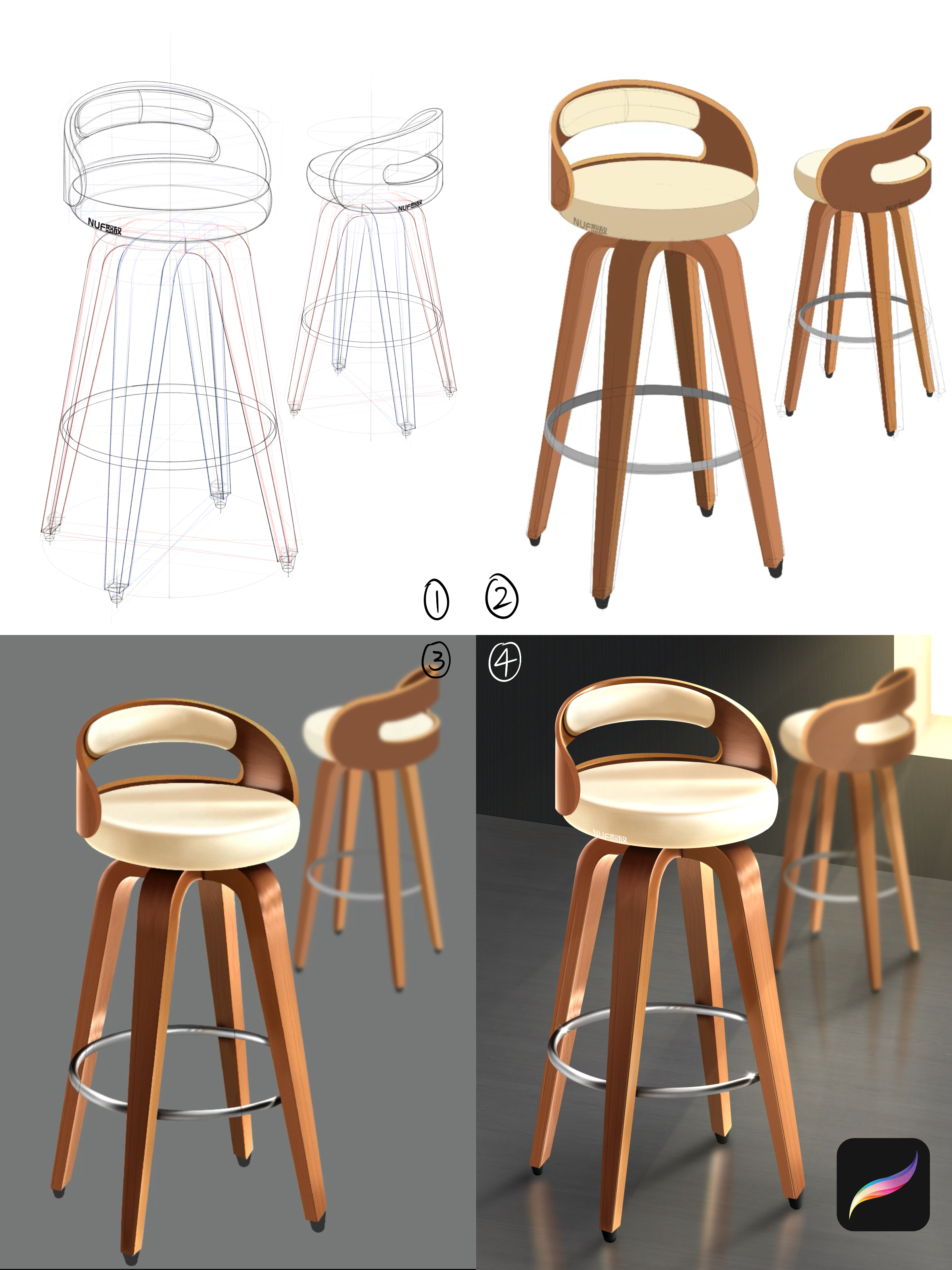 procreate painting，iPad painting，Product renderings，Hand drawn，industrial design，Hand drawn product design，