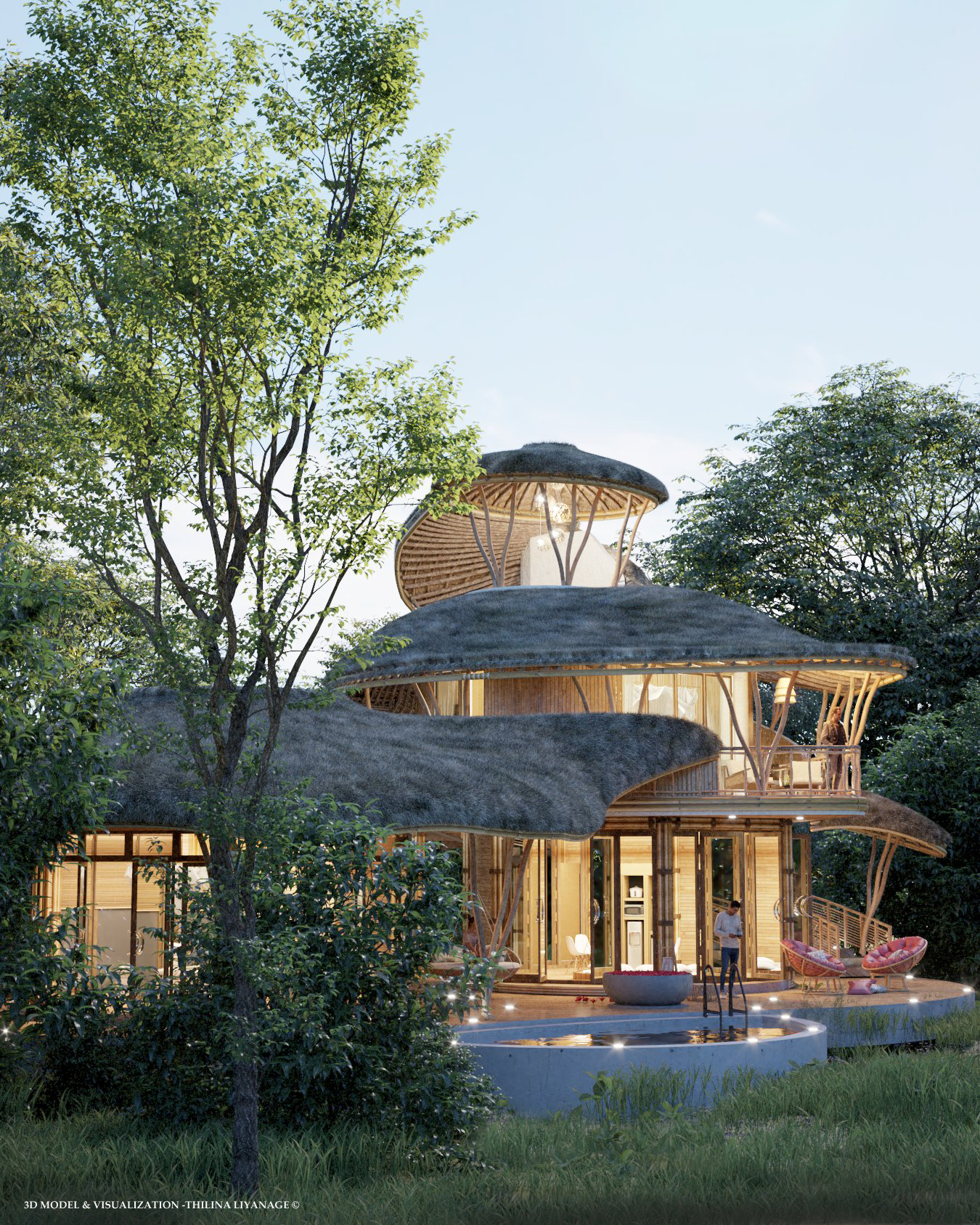 bedroom，villa，forest，