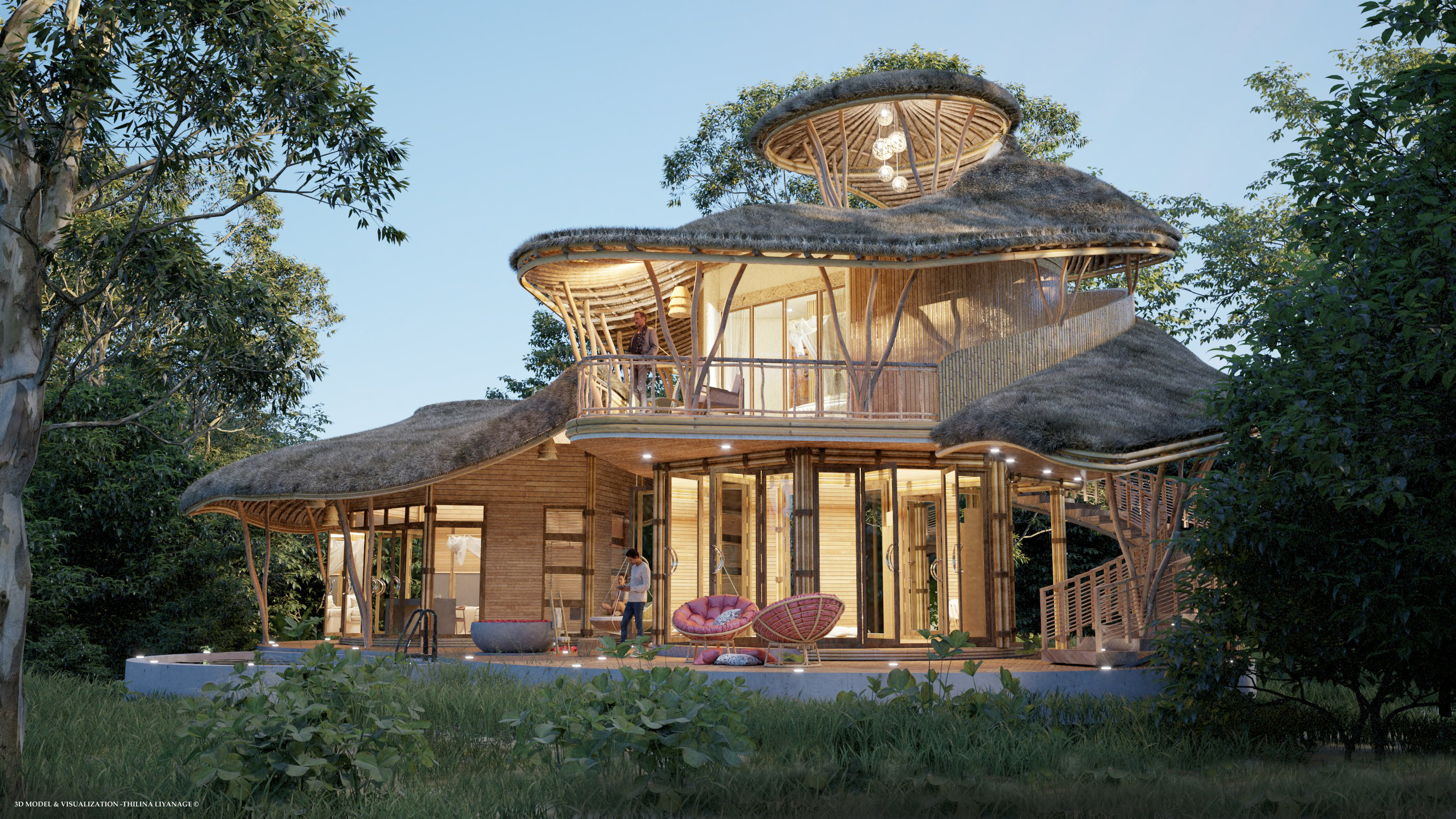 bedroom，villa，forest，