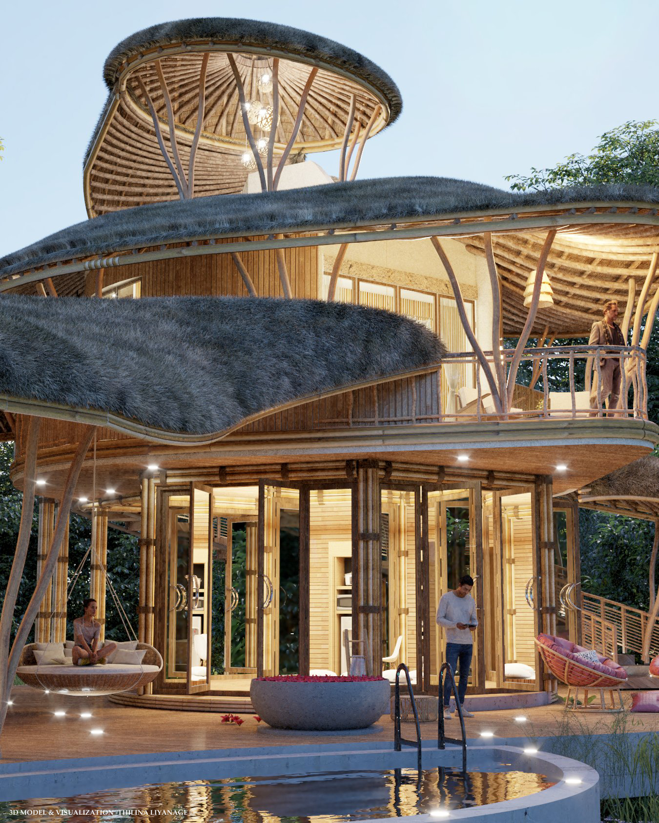 bedroom，villa，forest，