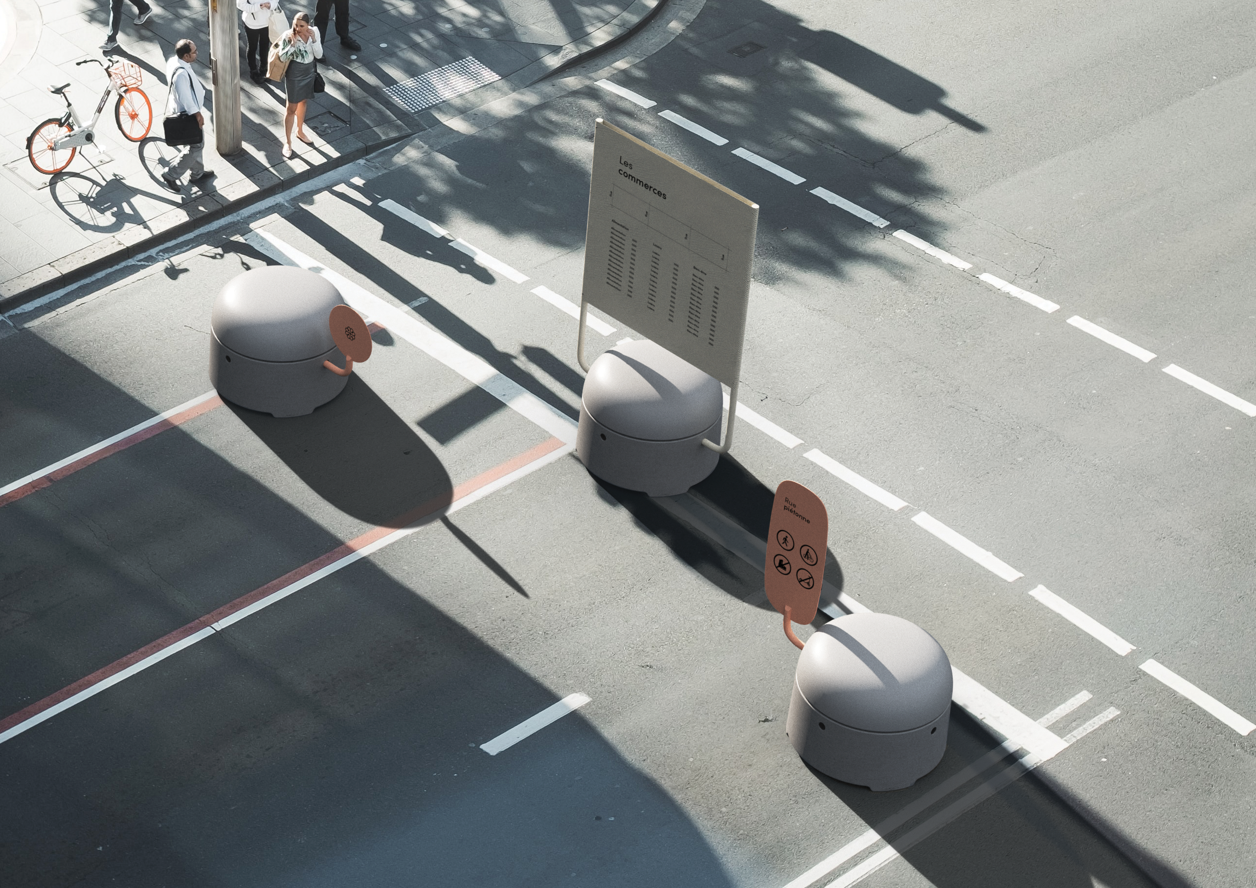 Pedestrian area，Réal，Safety bollard，city，