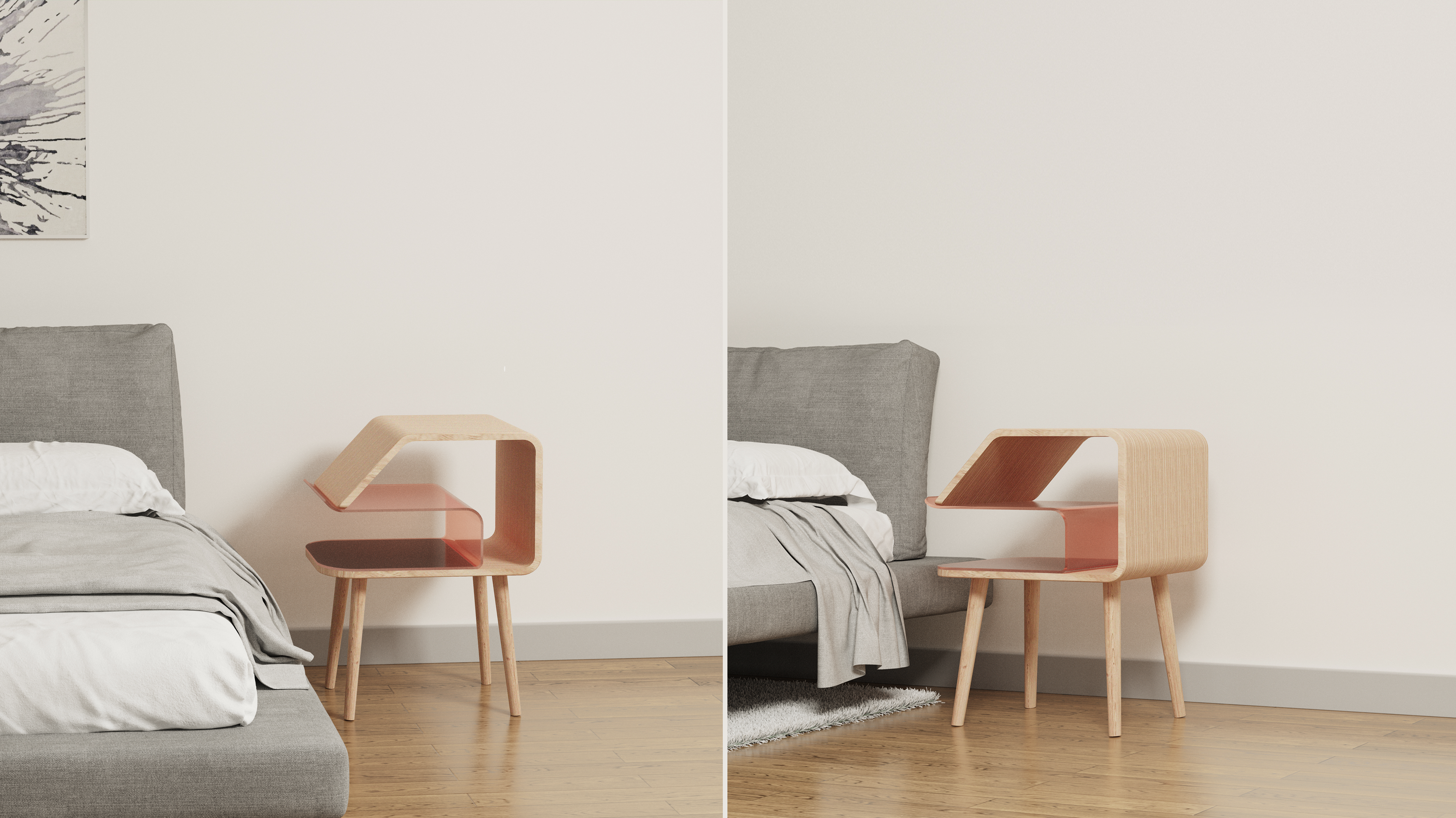 bedside cupboard，Side space，furniture design ，