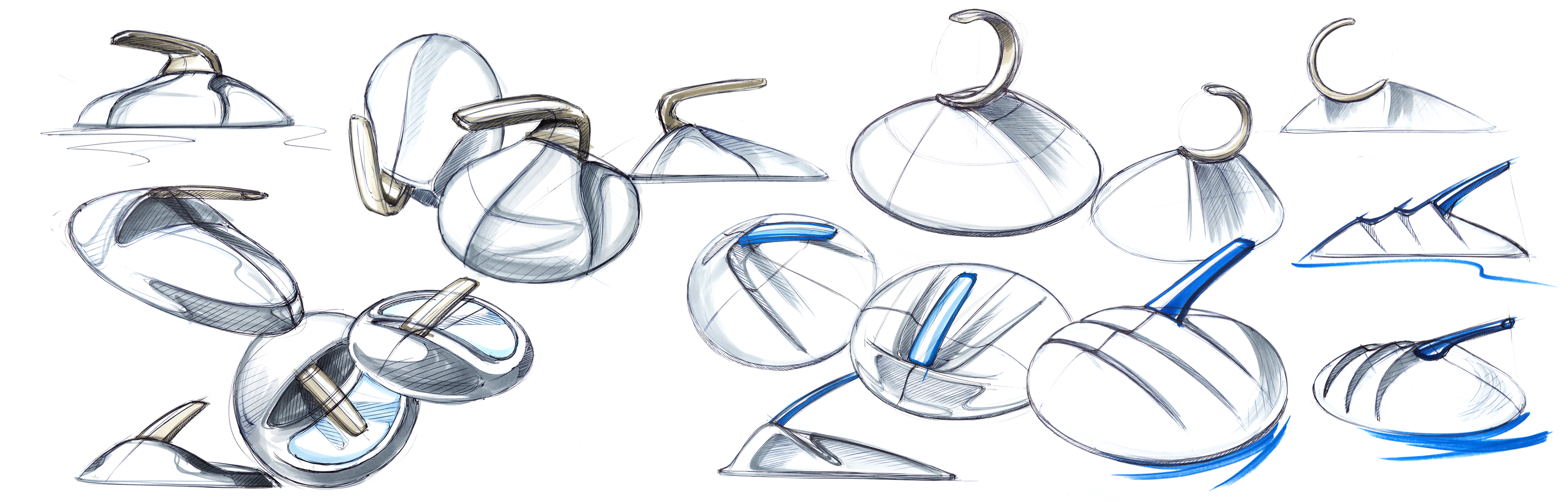 Hand drawn industrial design，Hand-painted proposal，creative hand-painted，Industrial design process，Design sharing，Mark pen coloring，Line draft sketch，Brainstorm，