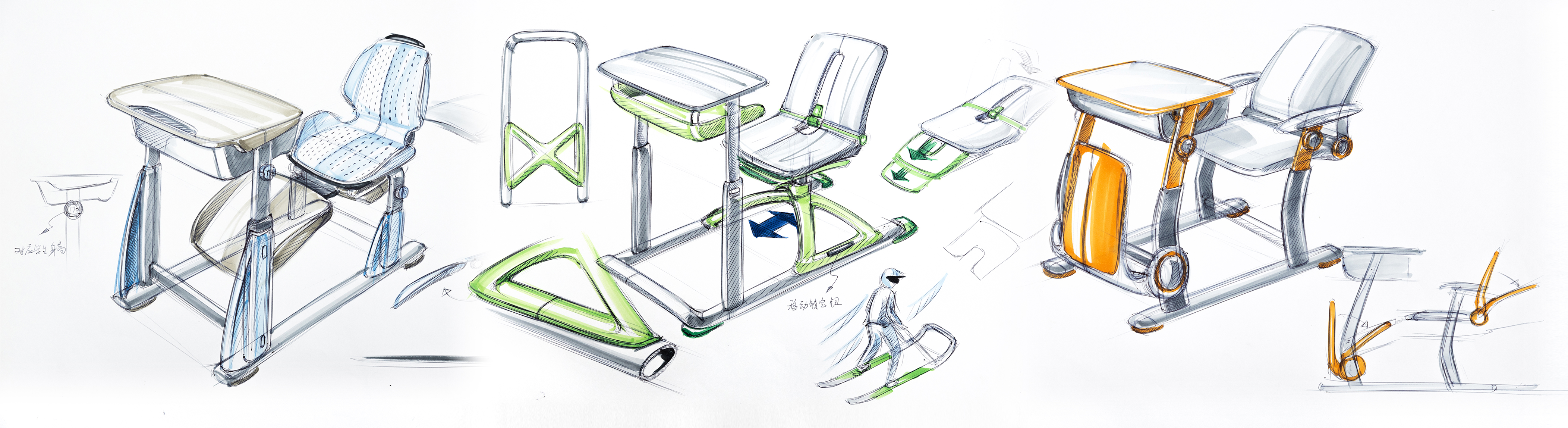 Hand drawn industrial design，Hand-painted proposal，creative hand-painted，Industrial design process，Design sharing，Mark pen coloring，Line draft sketch，Brainstorm，