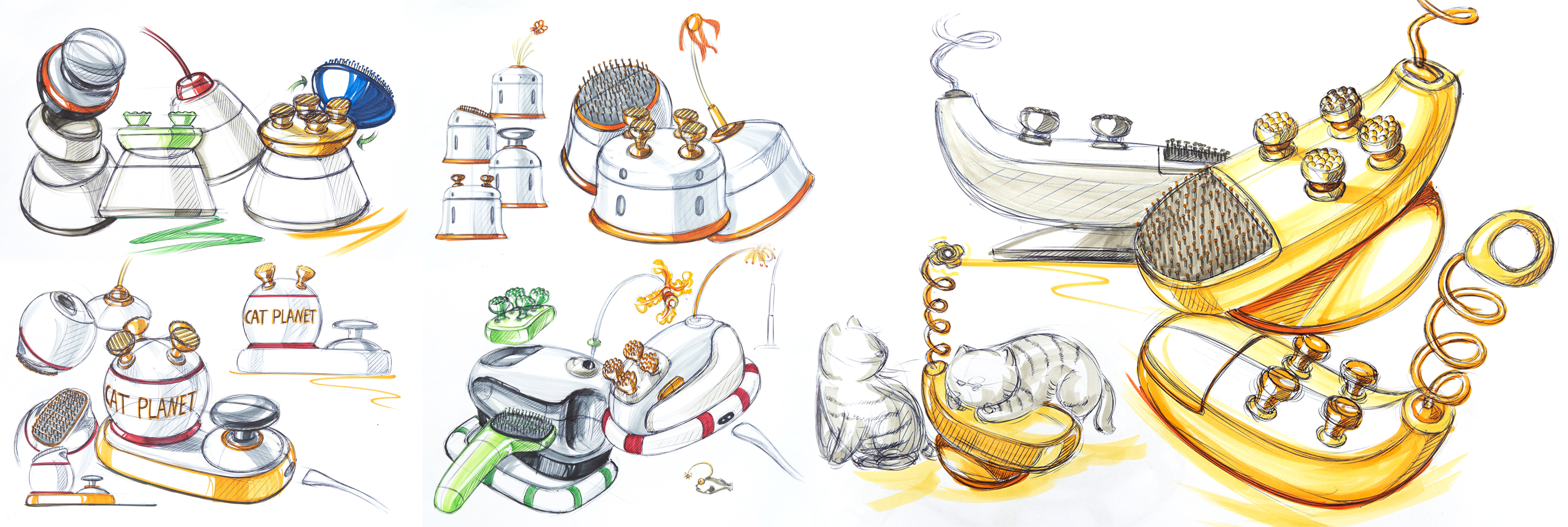 Hand drawn industrial design，Hand-painted proposal，creative hand-painted，Industrial design process，Design sharing，Mark pen coloring，Line draft sketch，Brainstorm，