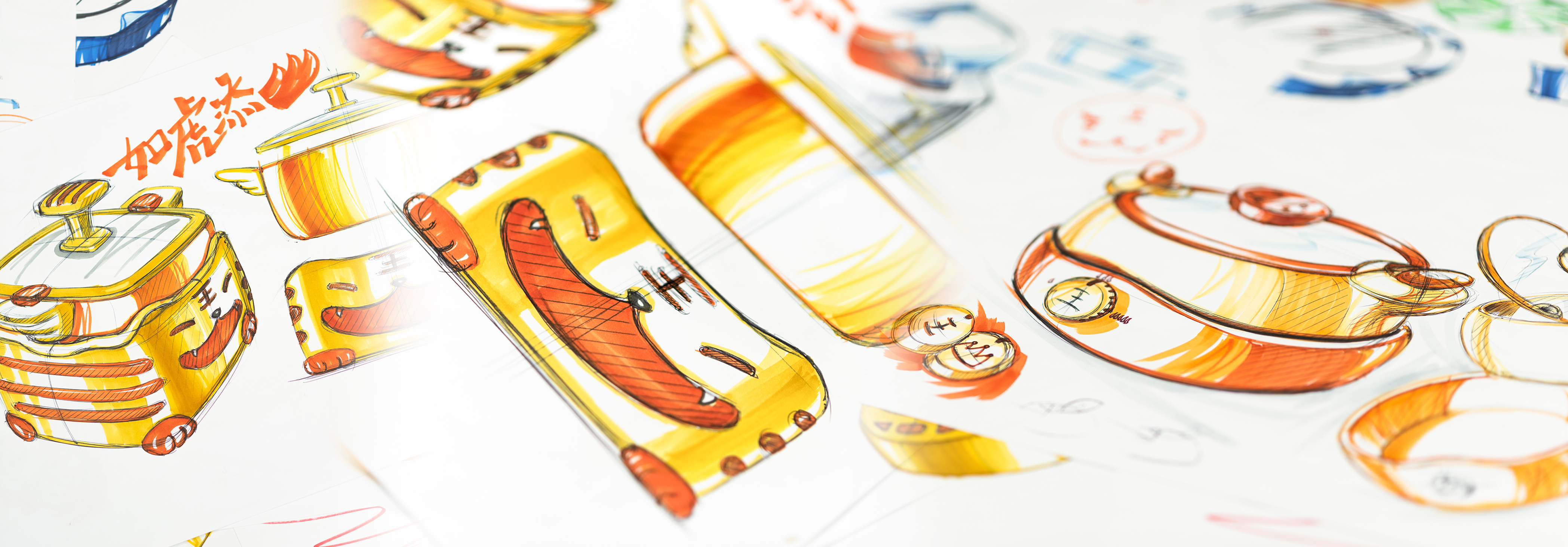 Hand drawn industrial design，Hand-painted proposal，creative hand-painted，Industrial design process，Design sharing，Mark pen coloring，Line draft sketch，Brainstorm，