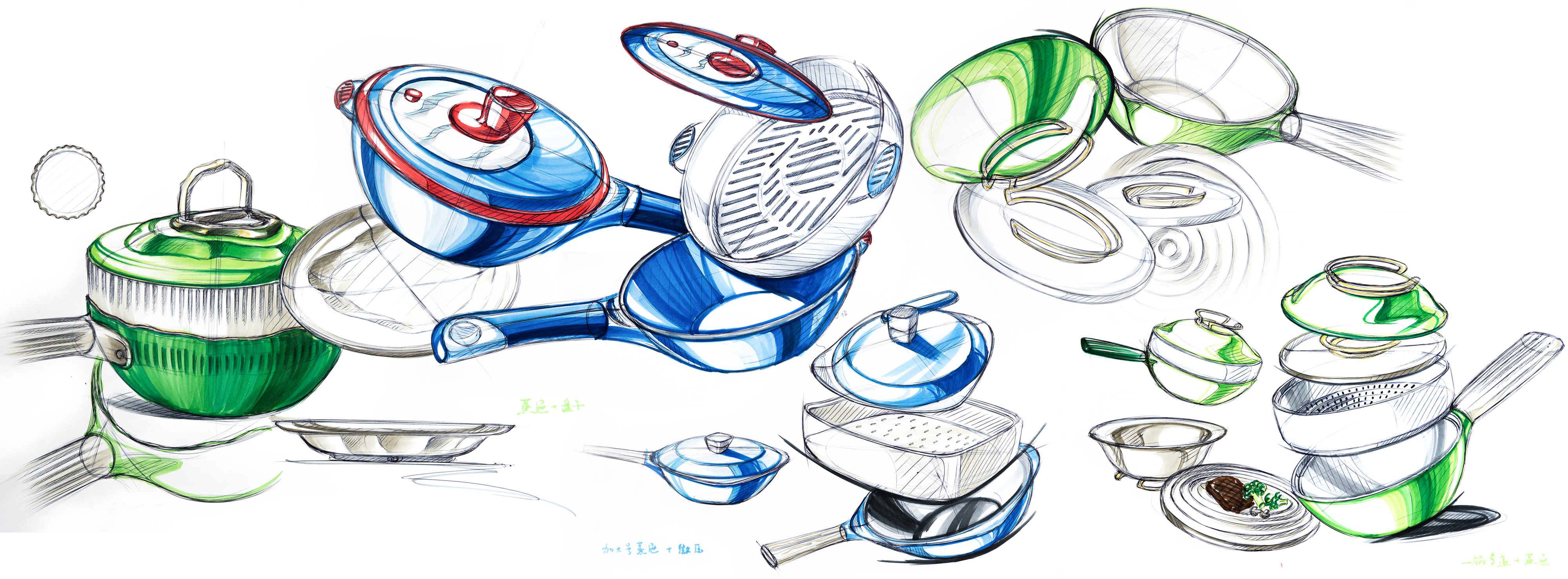 Hand drawn industrial design，Hand-painted proposal，creative hand-painted，Industrial design process，Design sharing，Mark pen coloring，Line draft sketch，Brainstorm，