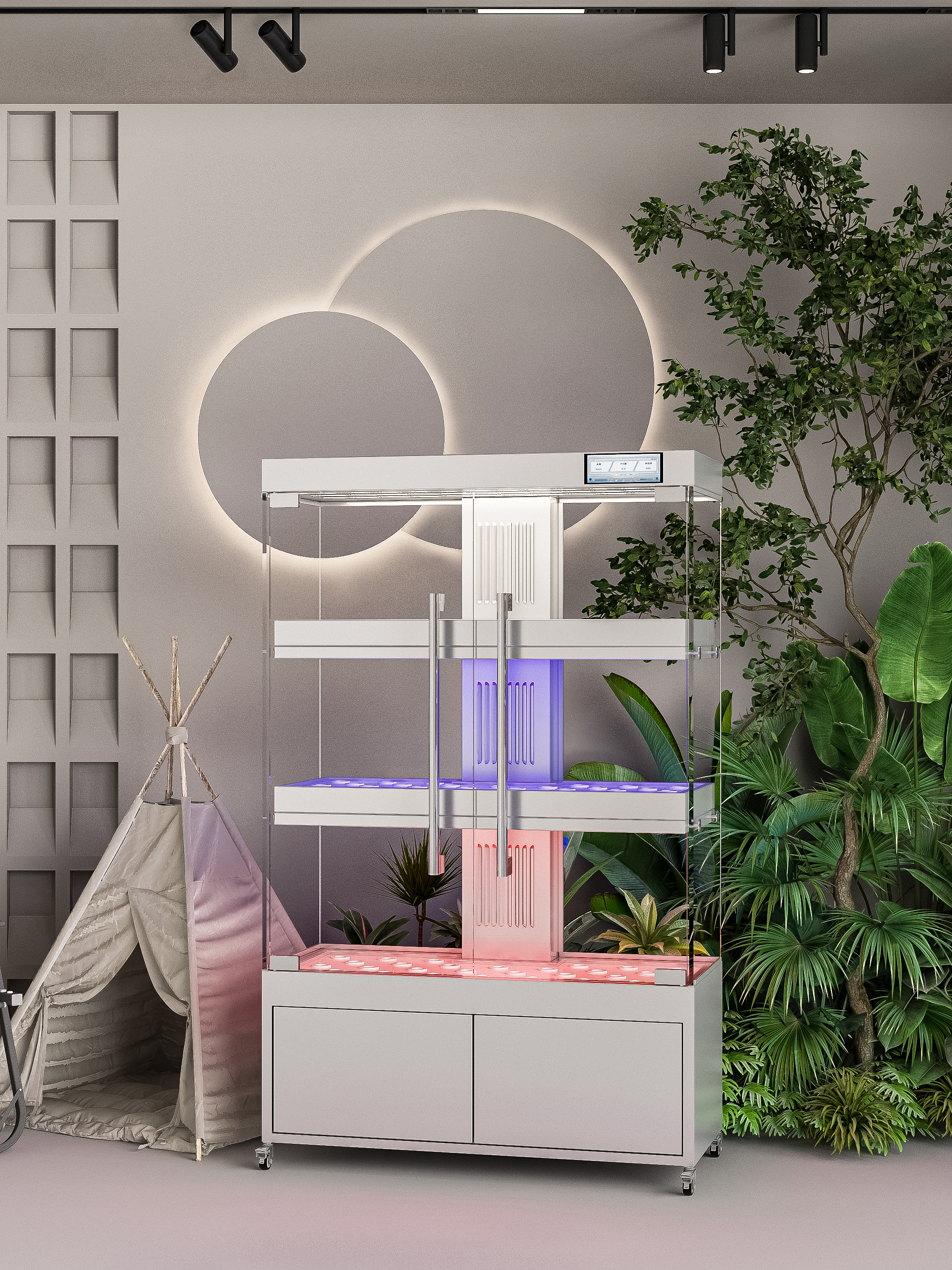 green, vegetable, home grown, display cabinet，