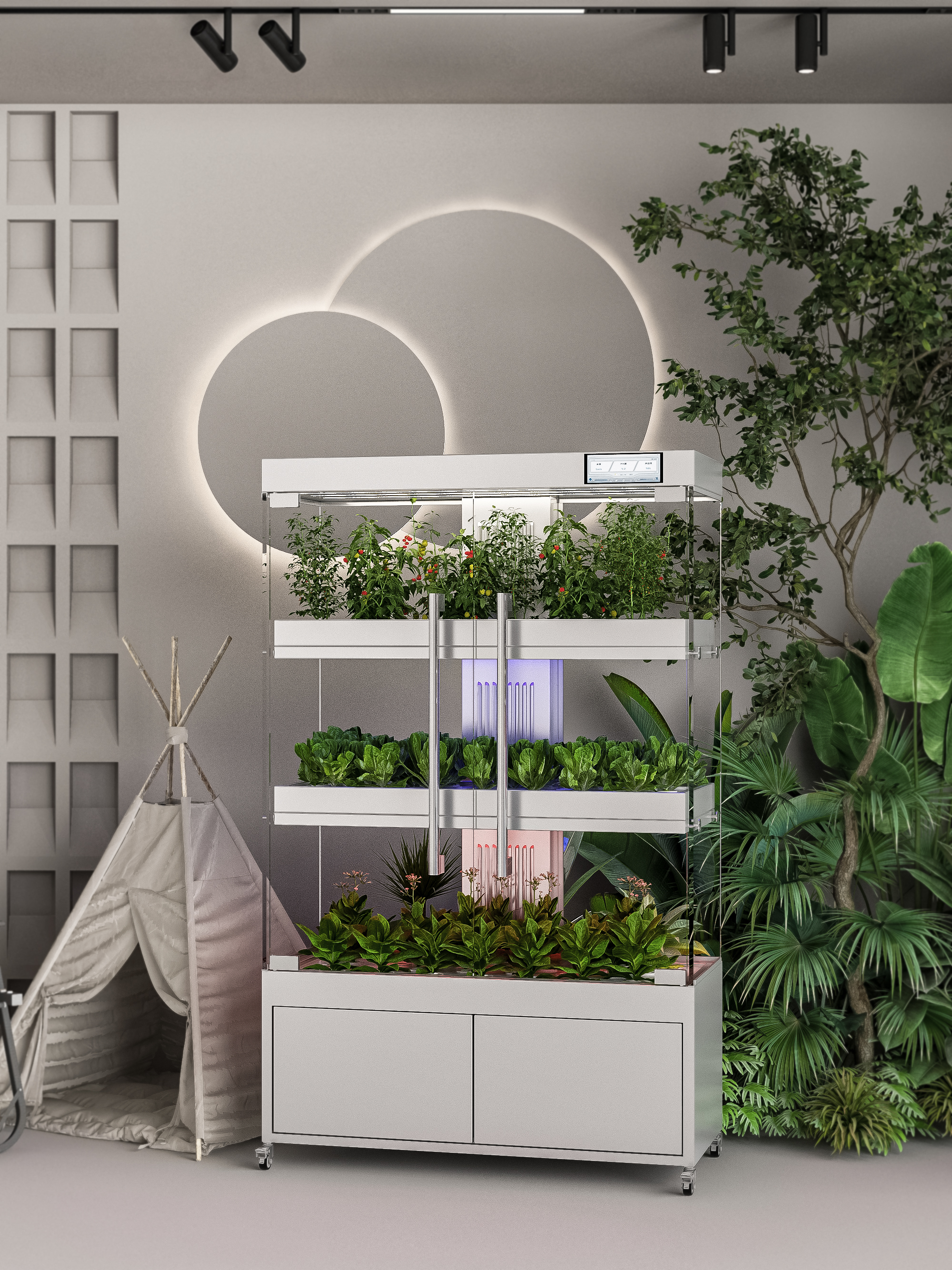 green, vegetable, home grown, display cabinet，