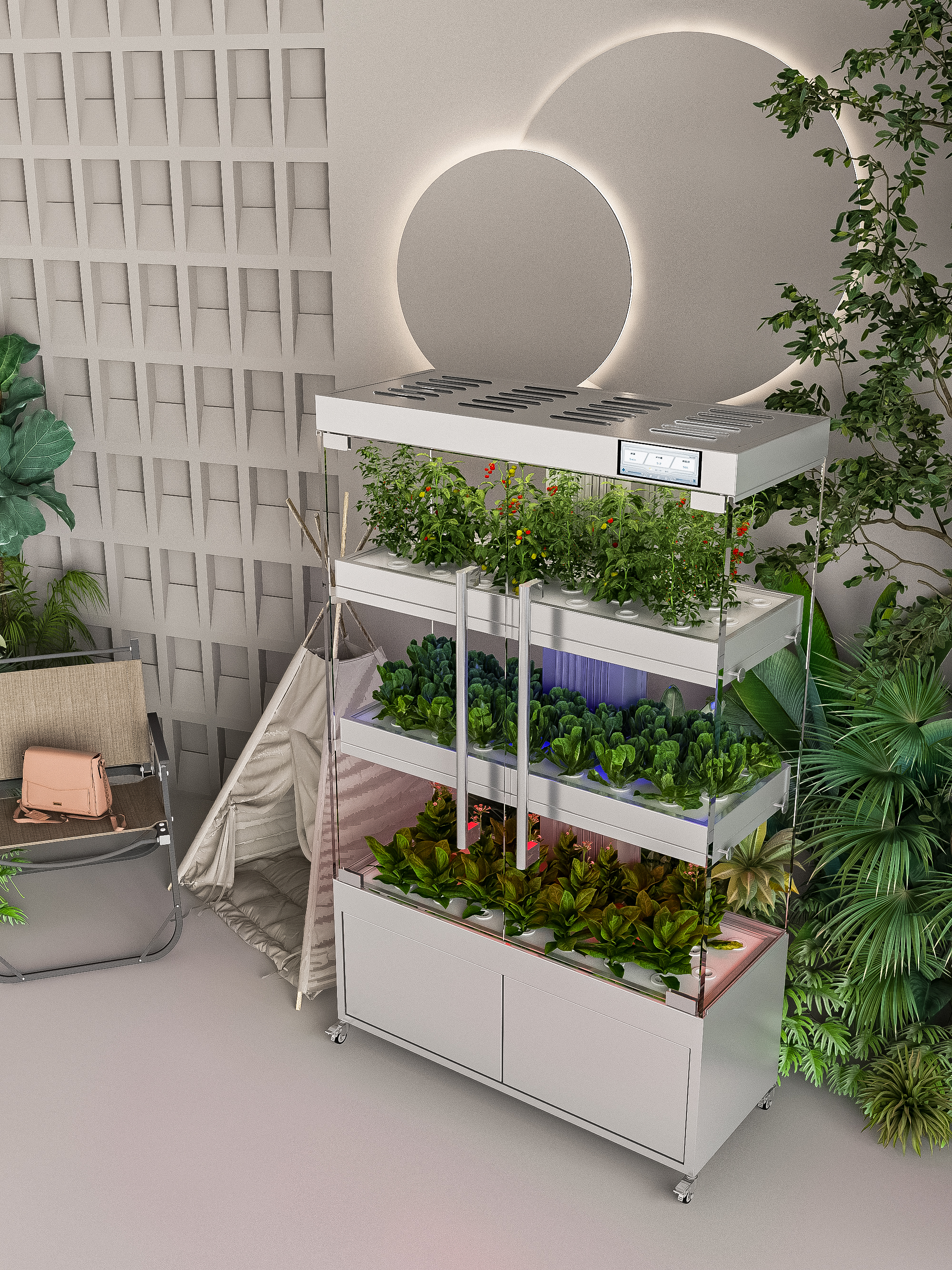 green, vegetable, home grown, display cabinet，