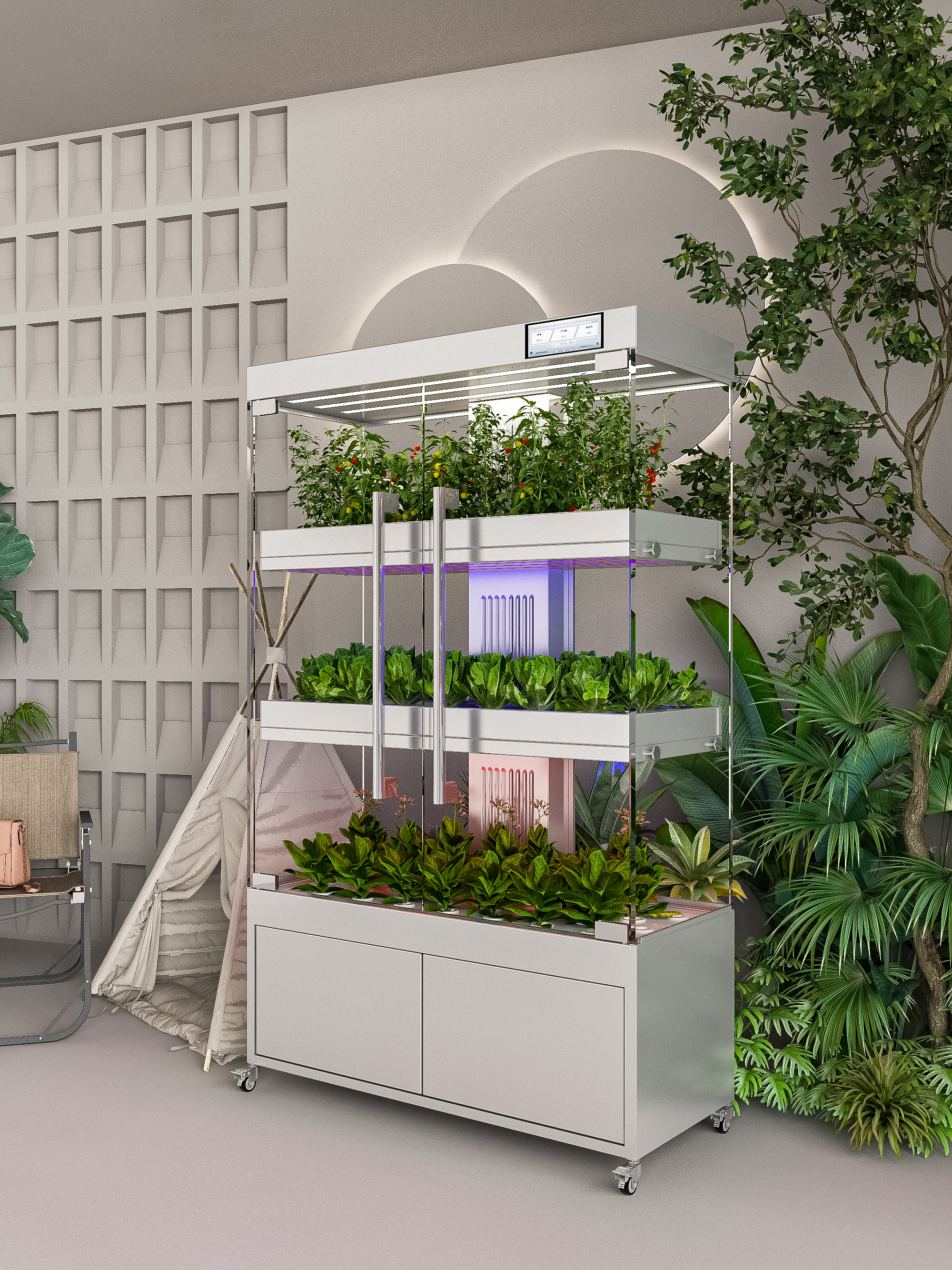 green, vegetable, home grown, display cabinet，