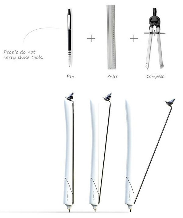 industrial design，product design，Stationery，pen，compasses，multi-function，