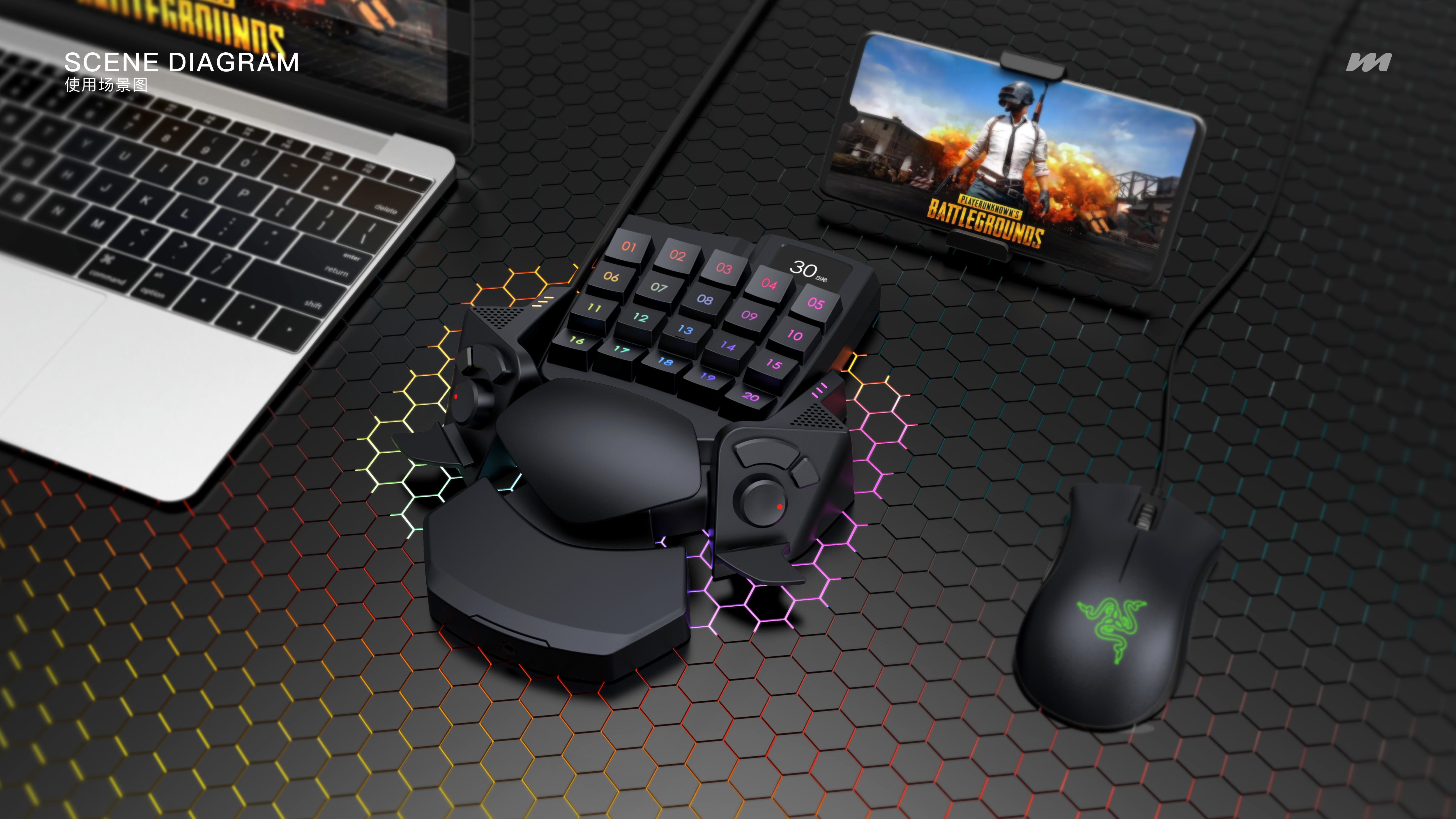 Hand Tour Peripherals，Chicken eating artifact，Product appearance design，ID design，Game accessories，Gaming keyboard，One handed keyboard，Chicken eating keyboard, accessories，