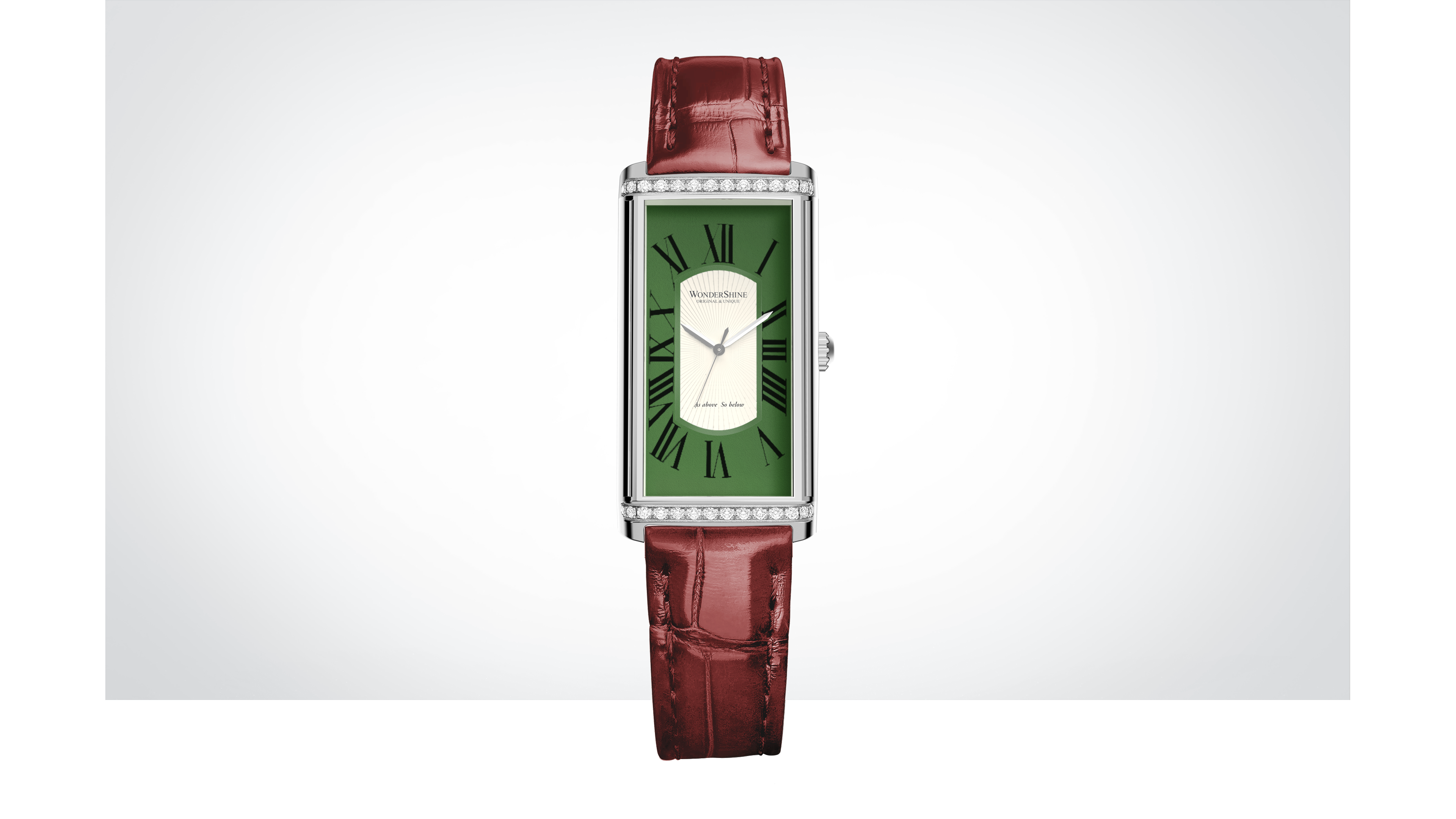 Wristwatch，Women's Watch，Small square table，small green table，Retro Green，Retro，Mechanical watch，Big three stitch，