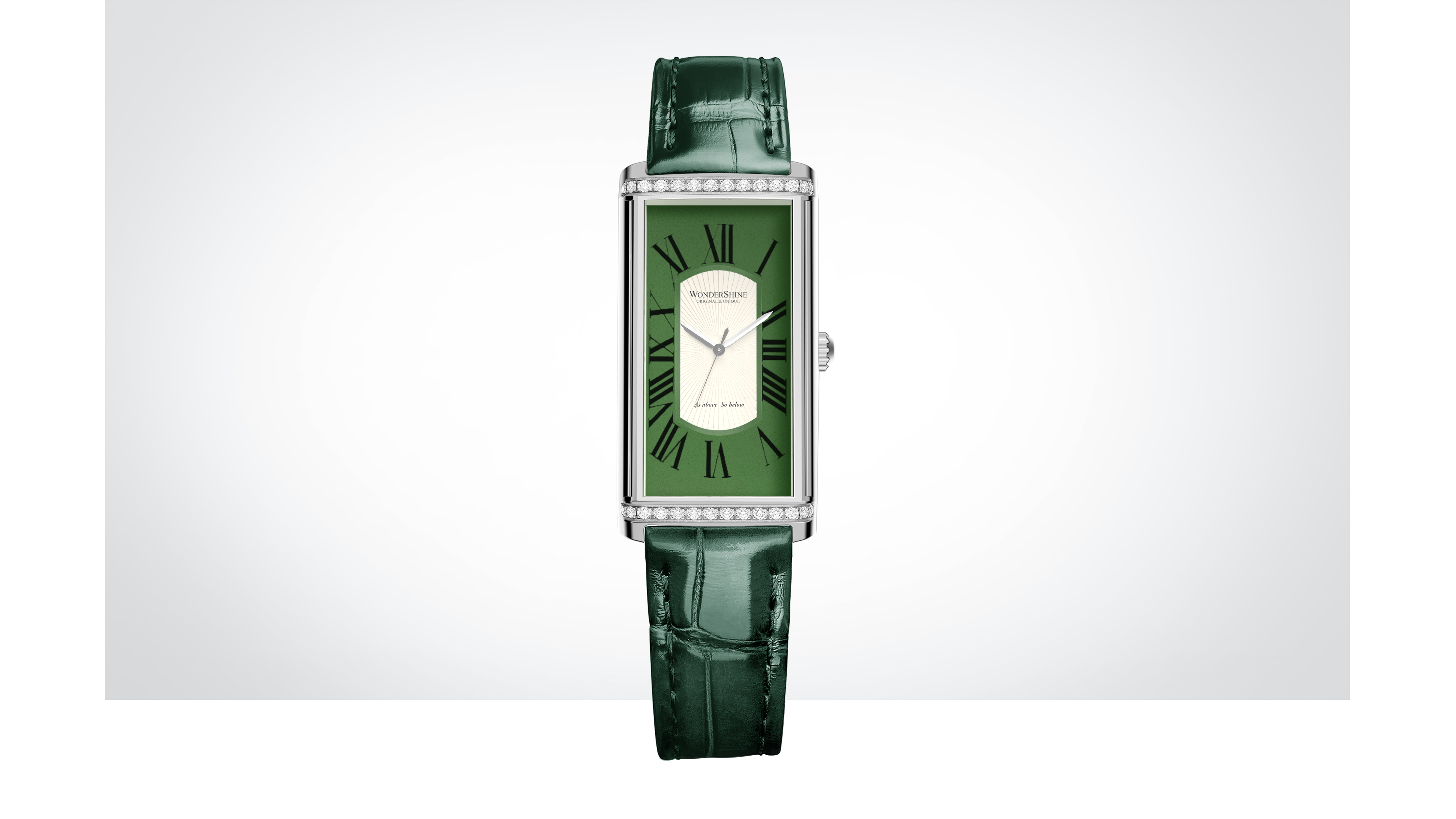 Wristwatch，Women's Watch，Small square table，small green table，Retro Green，Retro，Mechanical watch，Big three stitch，