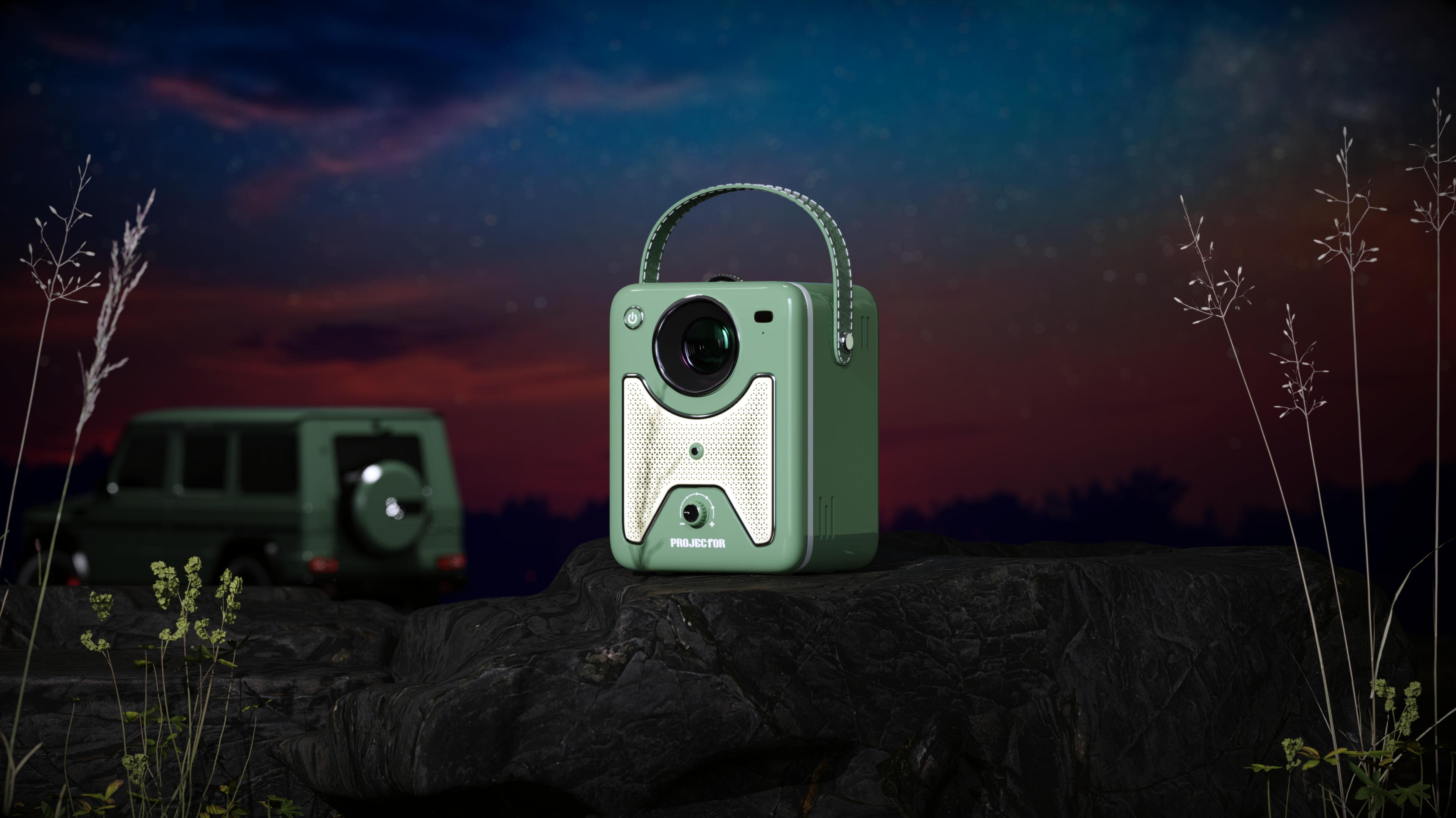 product design，Appearance design，Mini projector，Retro style，