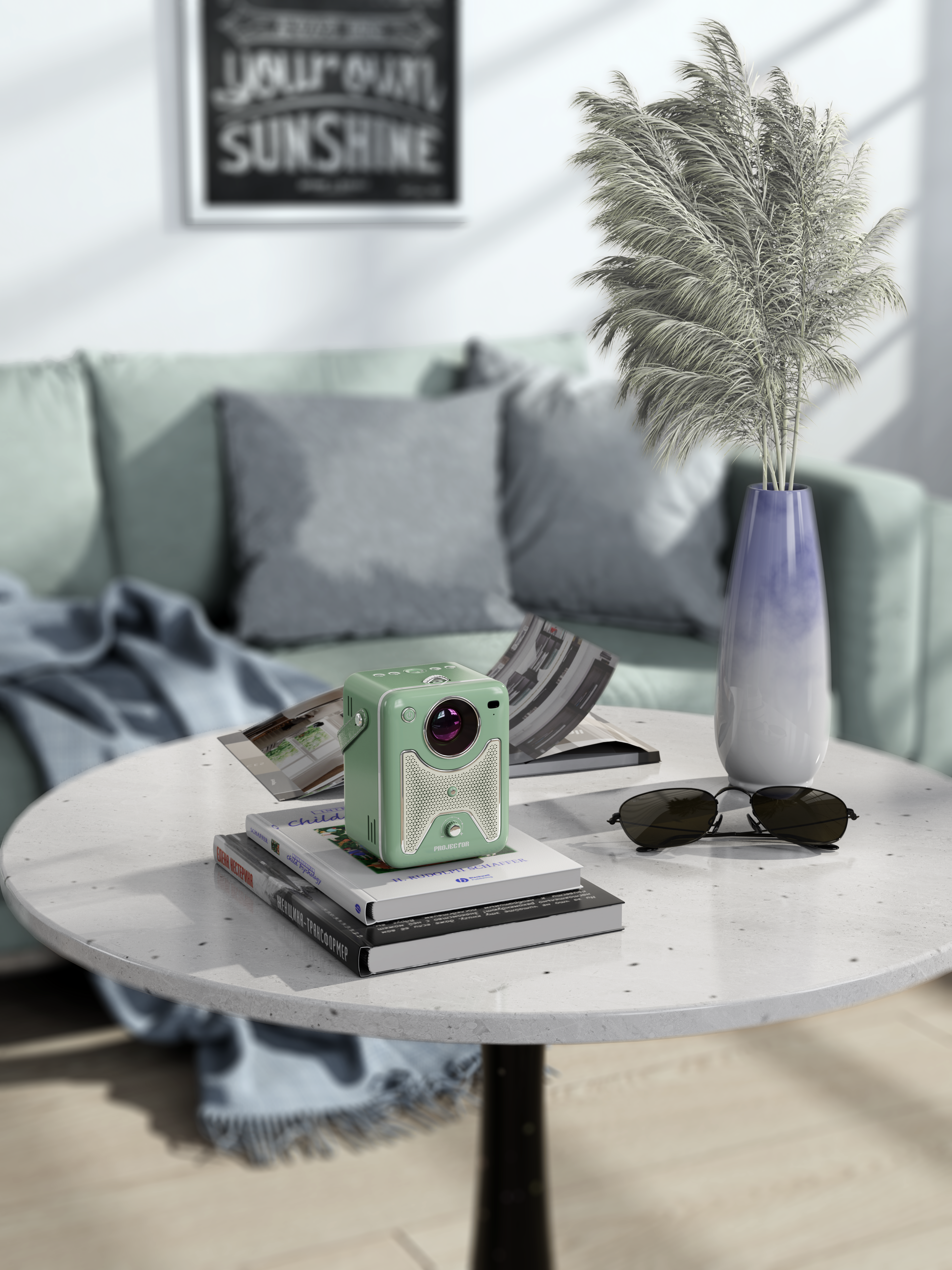 product design，Appearance design，Mini projector，Retro style，