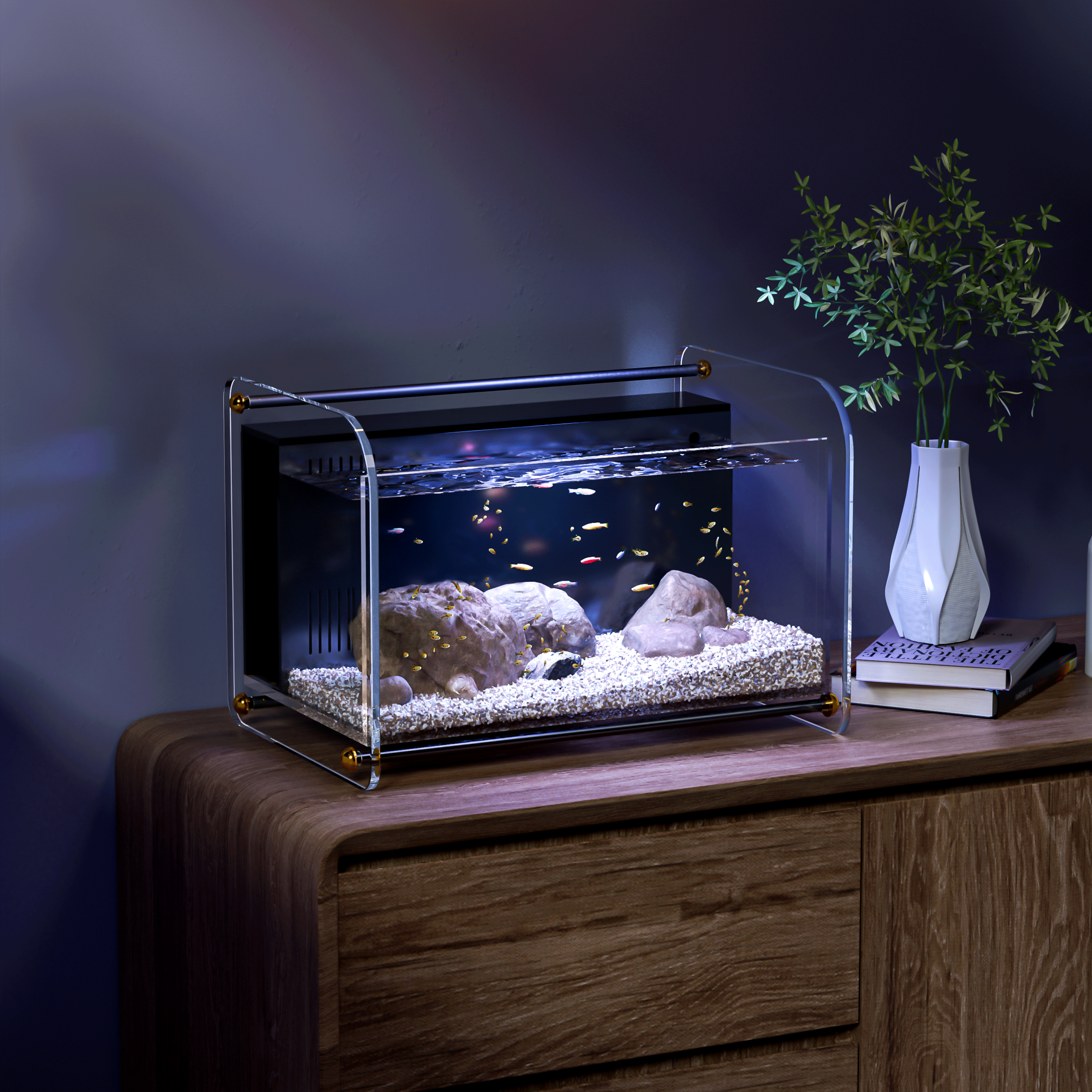 Light luxury style, creative fish tank, suspended fish tank, household goods，