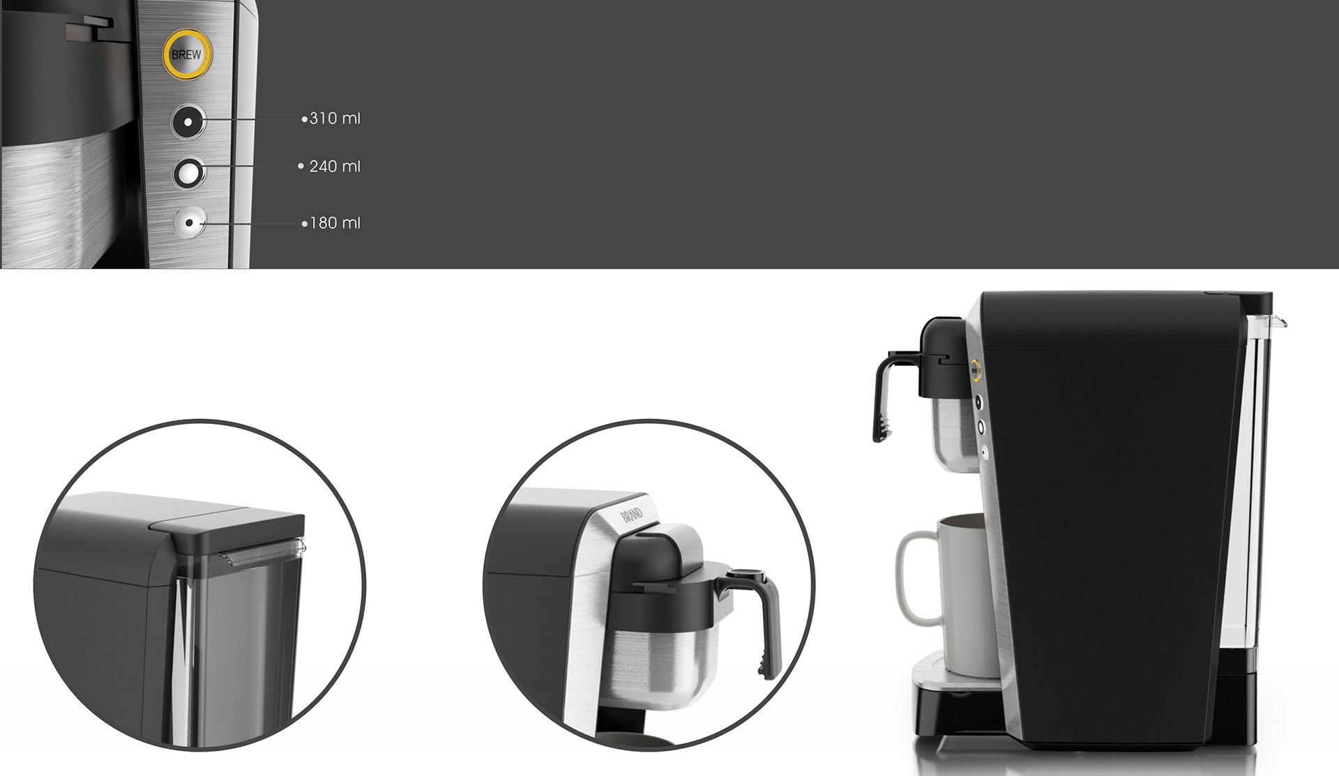 K-cup，Coffee machine，black，product design，
